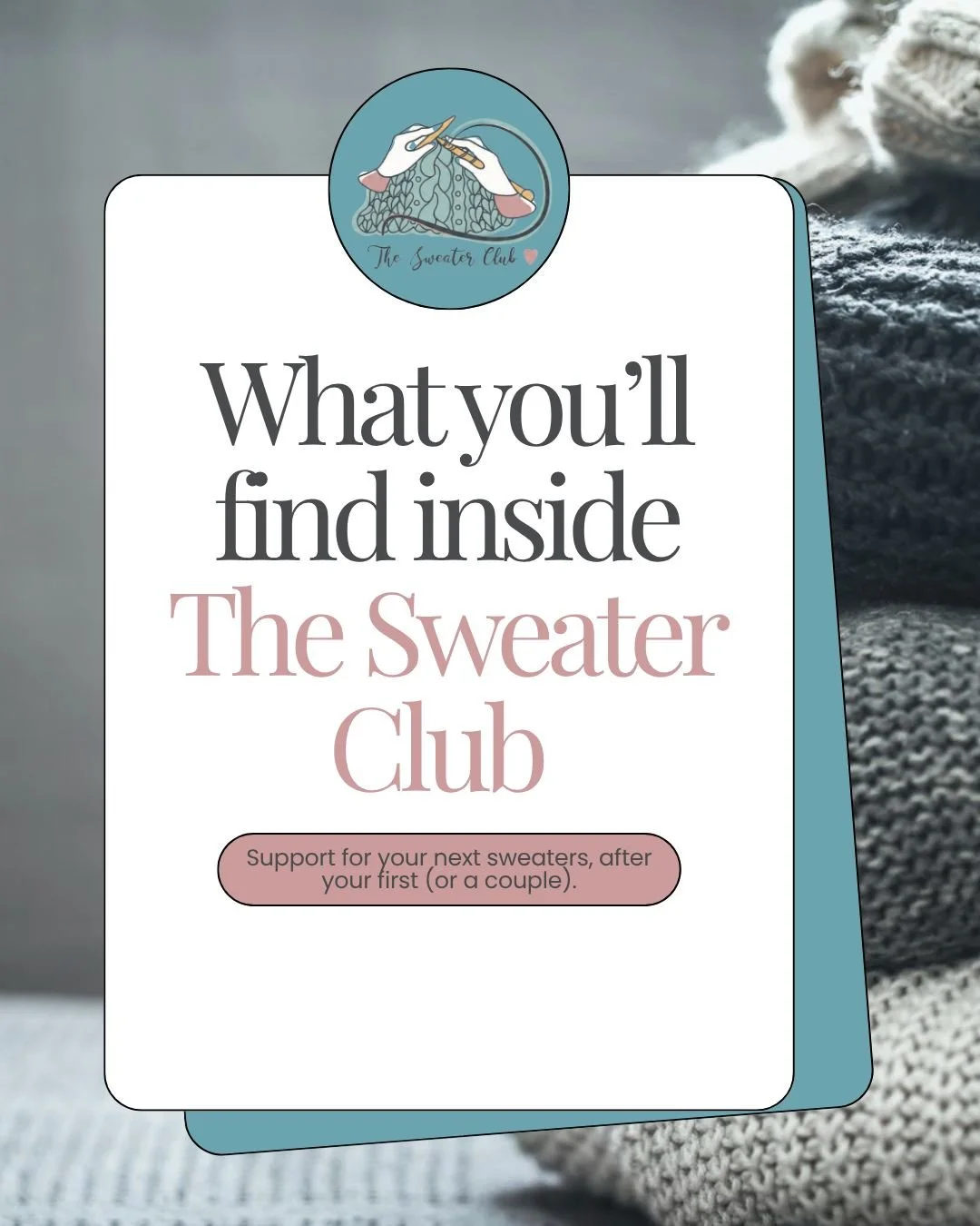 🧶 If you&rsquo;ve already knit a sweater or two and you&rsquo;re starting to wonder what comes next, Sweater Club is built for that in-between stage, where you want more support, more clarity, and more confidence as you keep going.
It&rsquo;s a calm