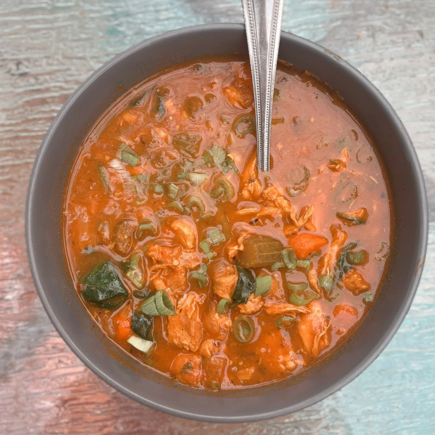 Hearty Chicken, Carrot, Celery, Onion &amp; Ginger Soup Ingredients:

2 chicken breasts (or thighs), boneless and skinless, diced
4 large carrots, peeled and chopped
3 celery stalks, chopped
1 large onion, chopped
3 cloves garlic, minced
1-inch piece