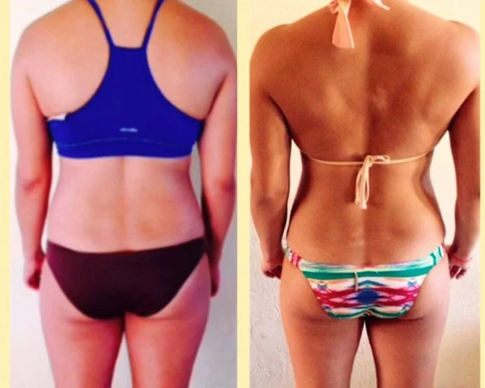 A woman's back muscle build