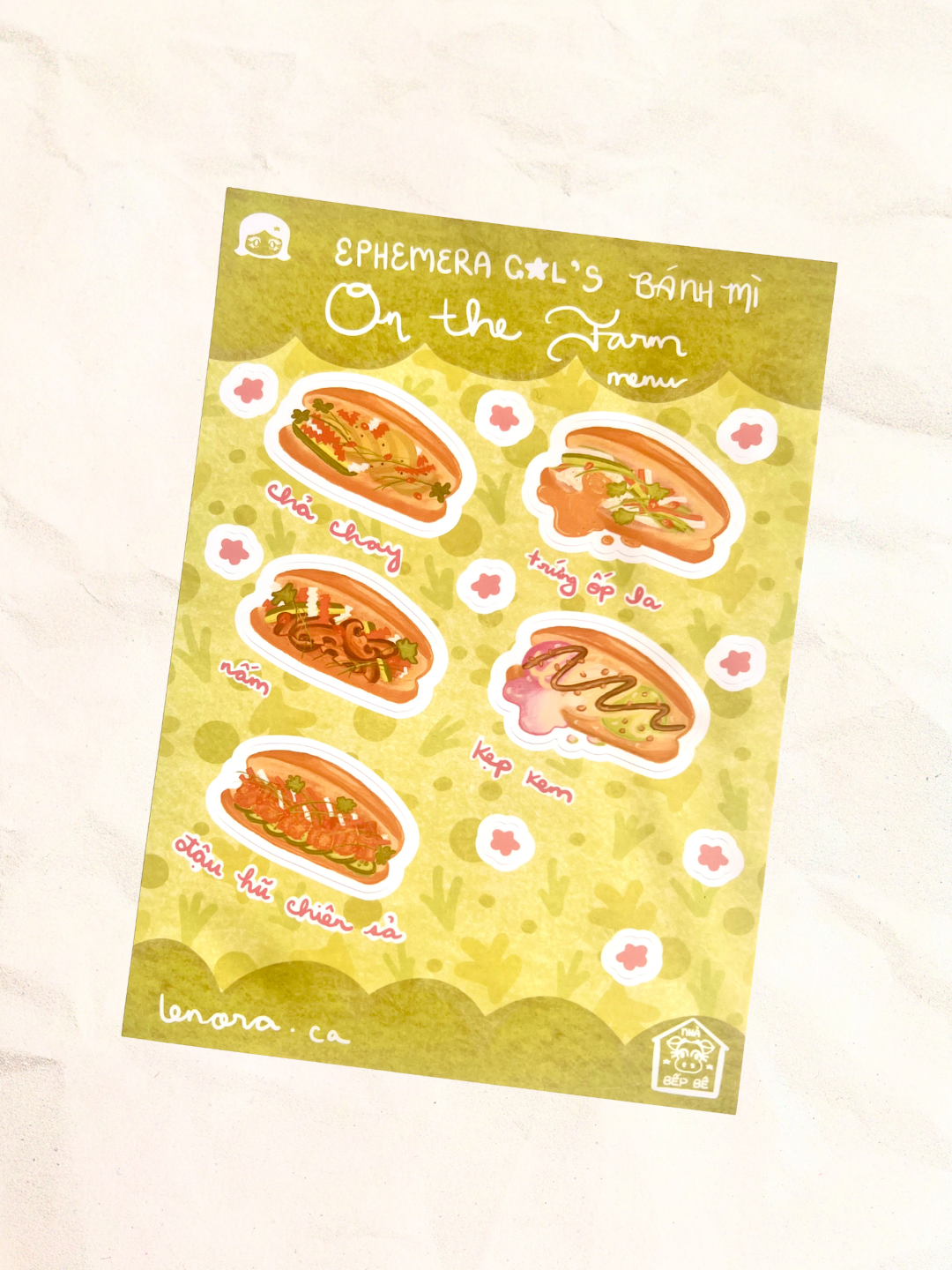 "On the Farm" [Vegetarian] BÁNH MÌ Sticker Sheet (5 x 7 in)