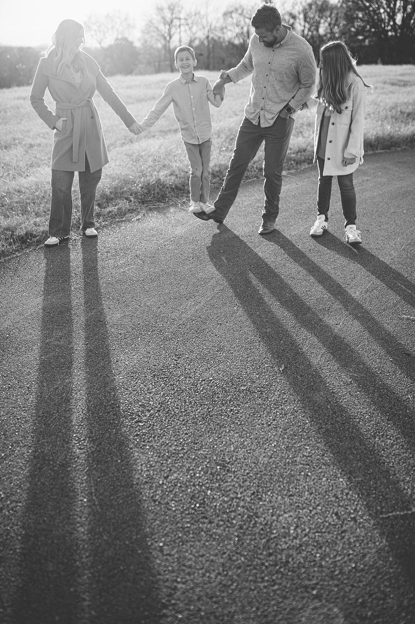 family with shadows photo