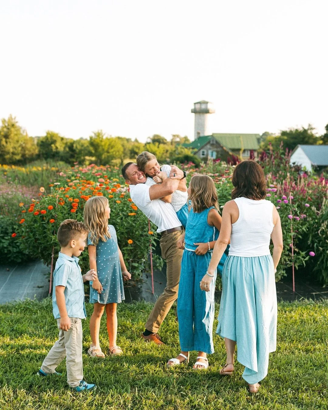 Photos in a flower field, but make it fun and colorful and joyful and silly 🌼