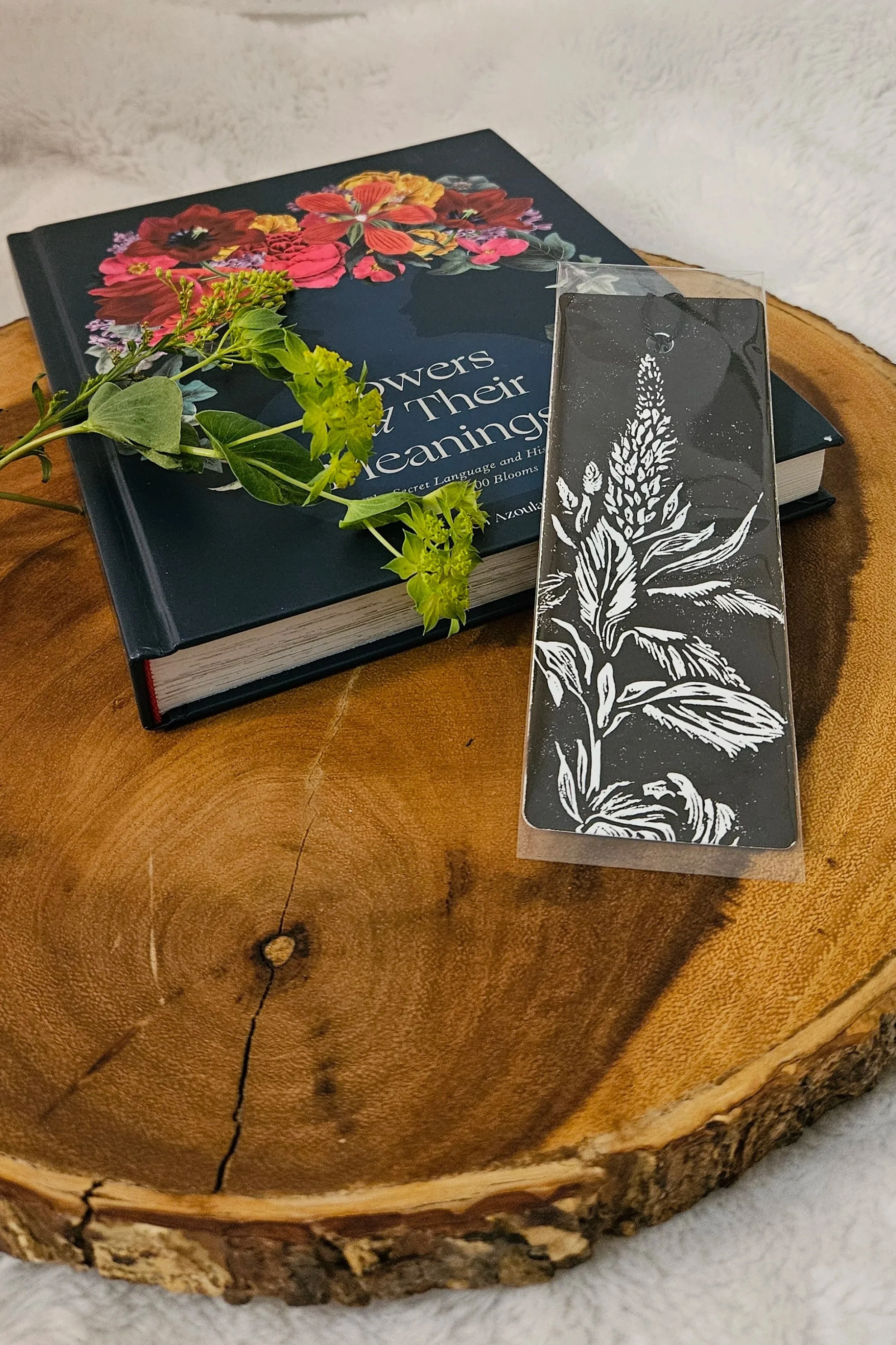 Bookmark (White Spiked Speedwell on Black Background)