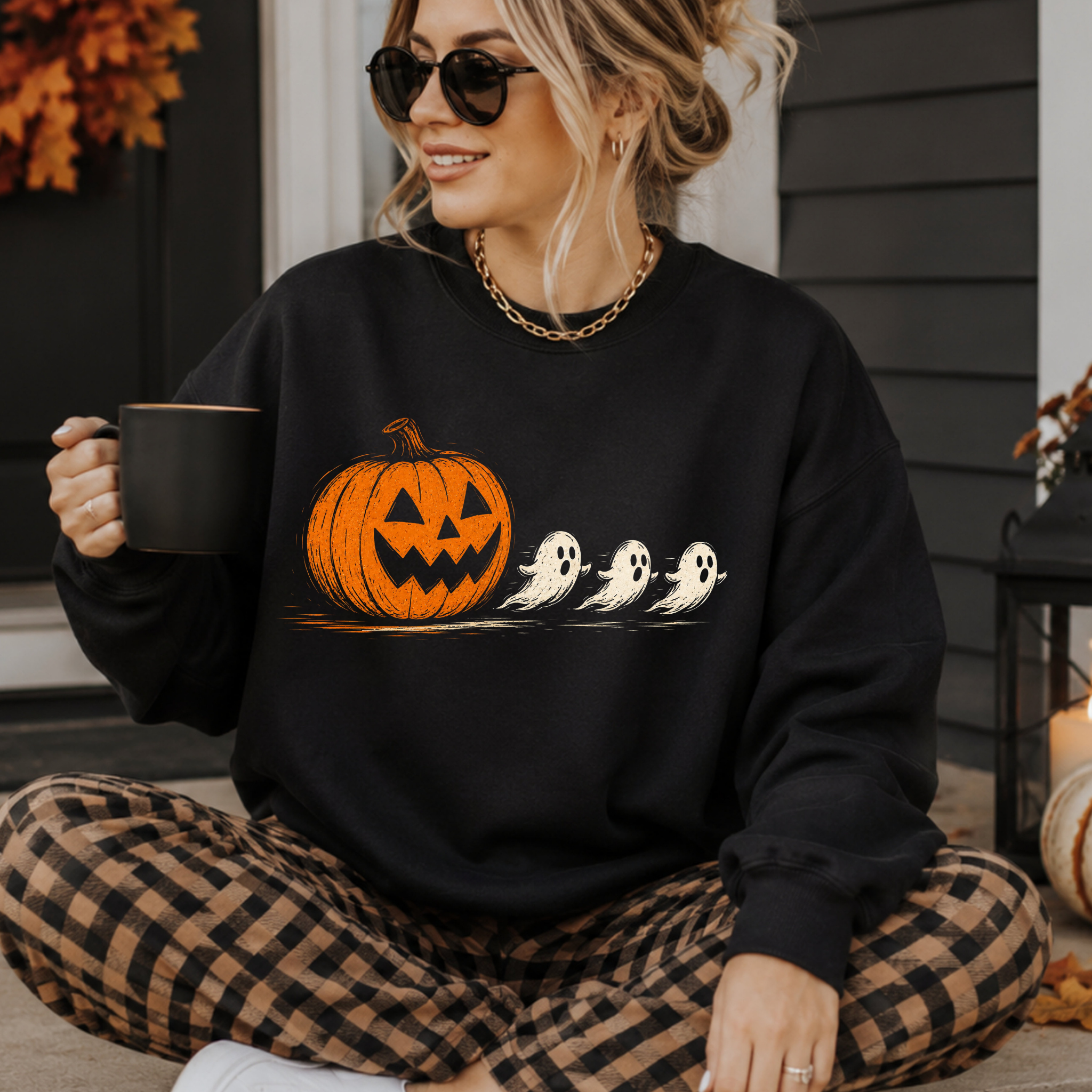 Arcade Inspired Jack-o’-Lantern and Ghosts - Nostalgic Halloween Tee