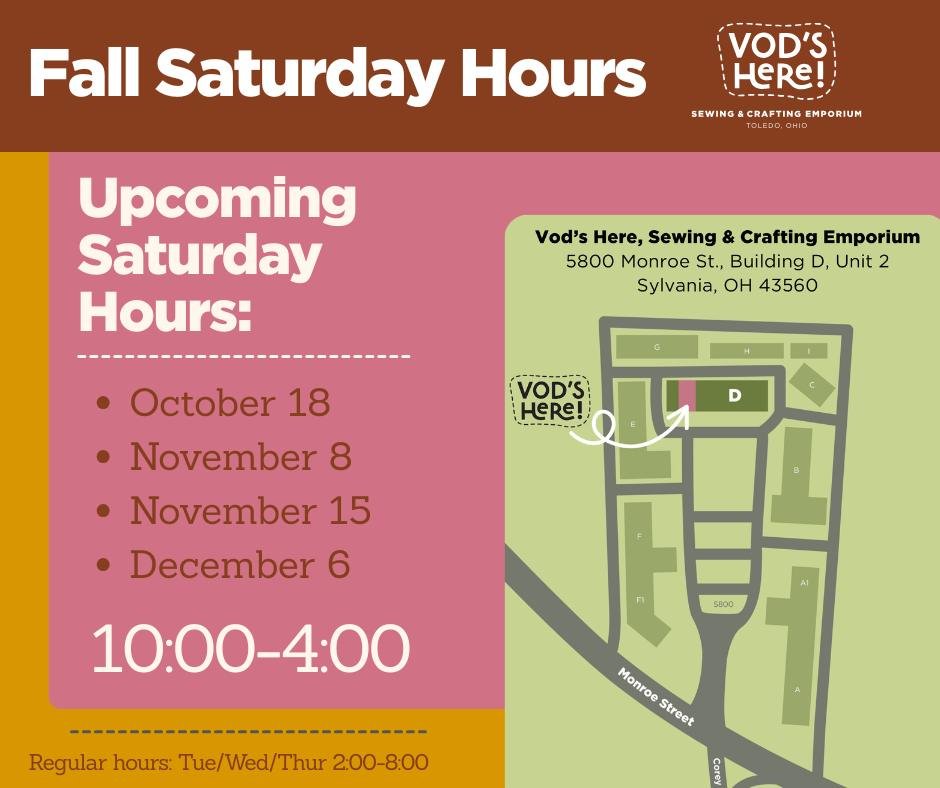 We have Saturday Hours this Saturday! Stop in and say hi!