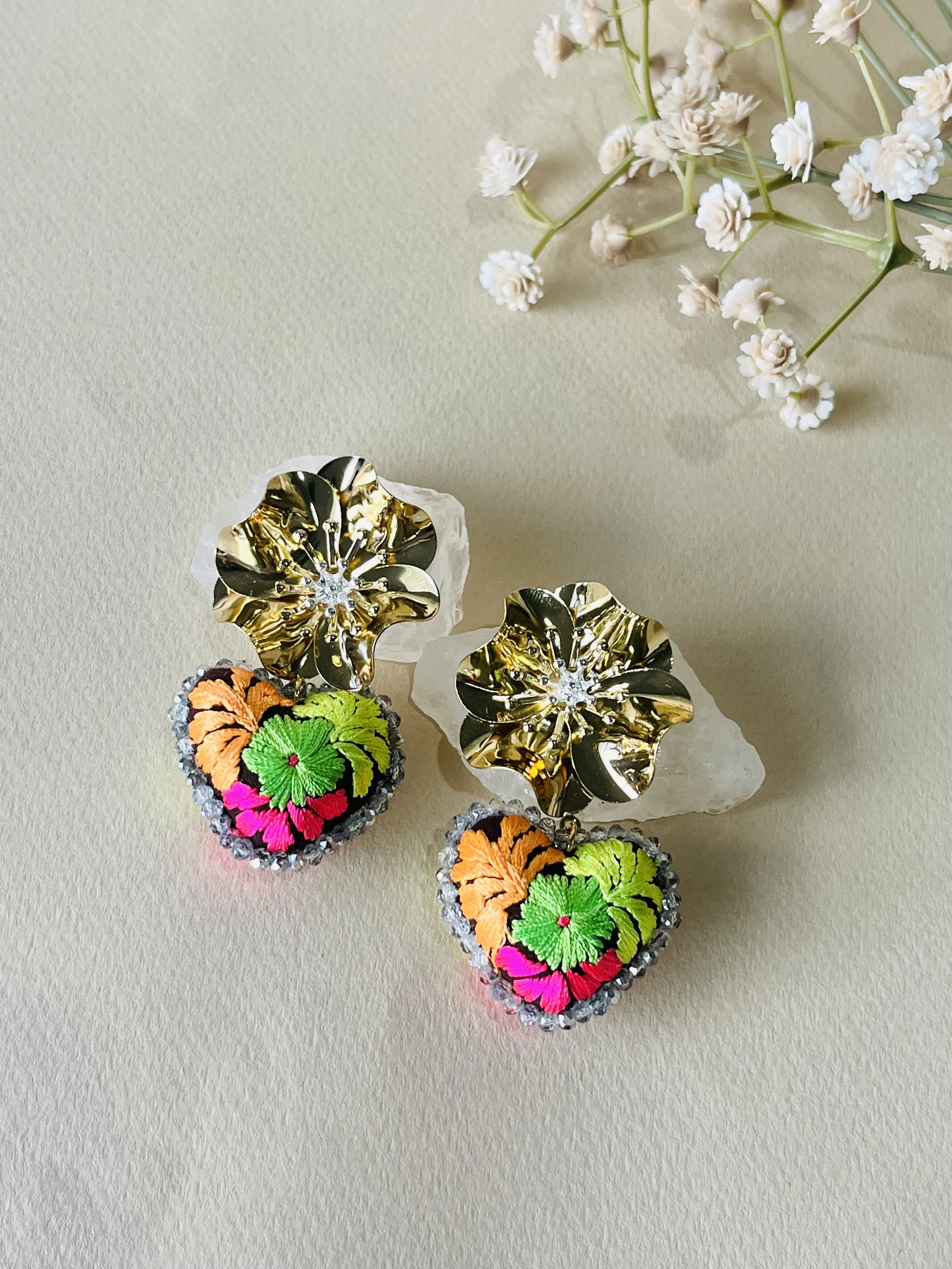 hand embroidered earrings