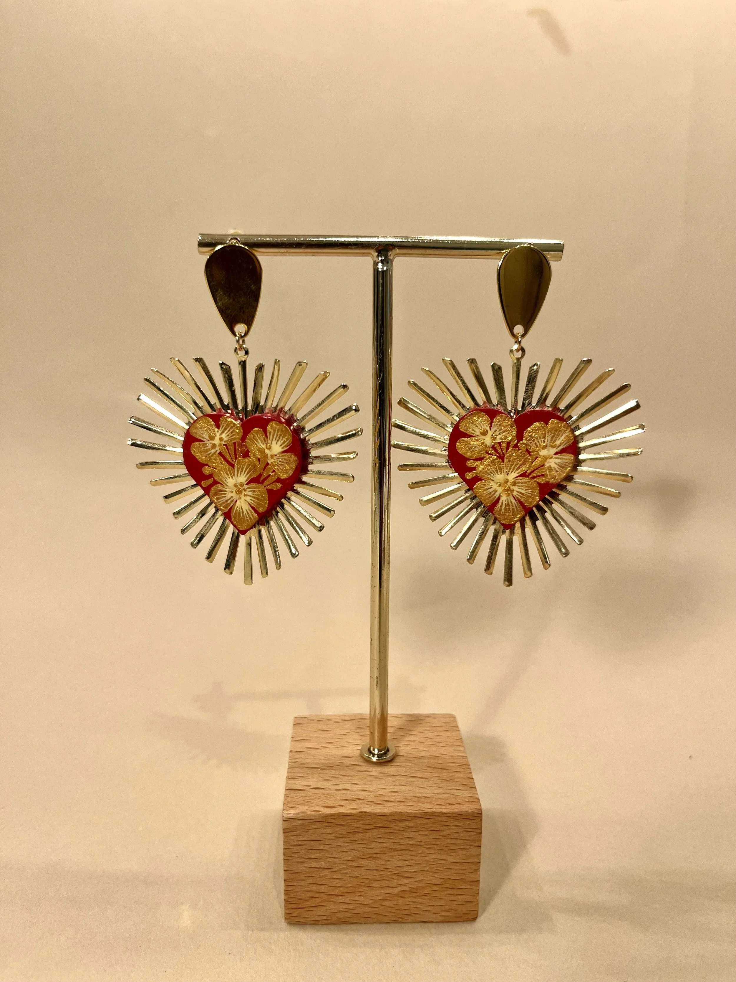 HAND PAINTED HEART EARRINGS