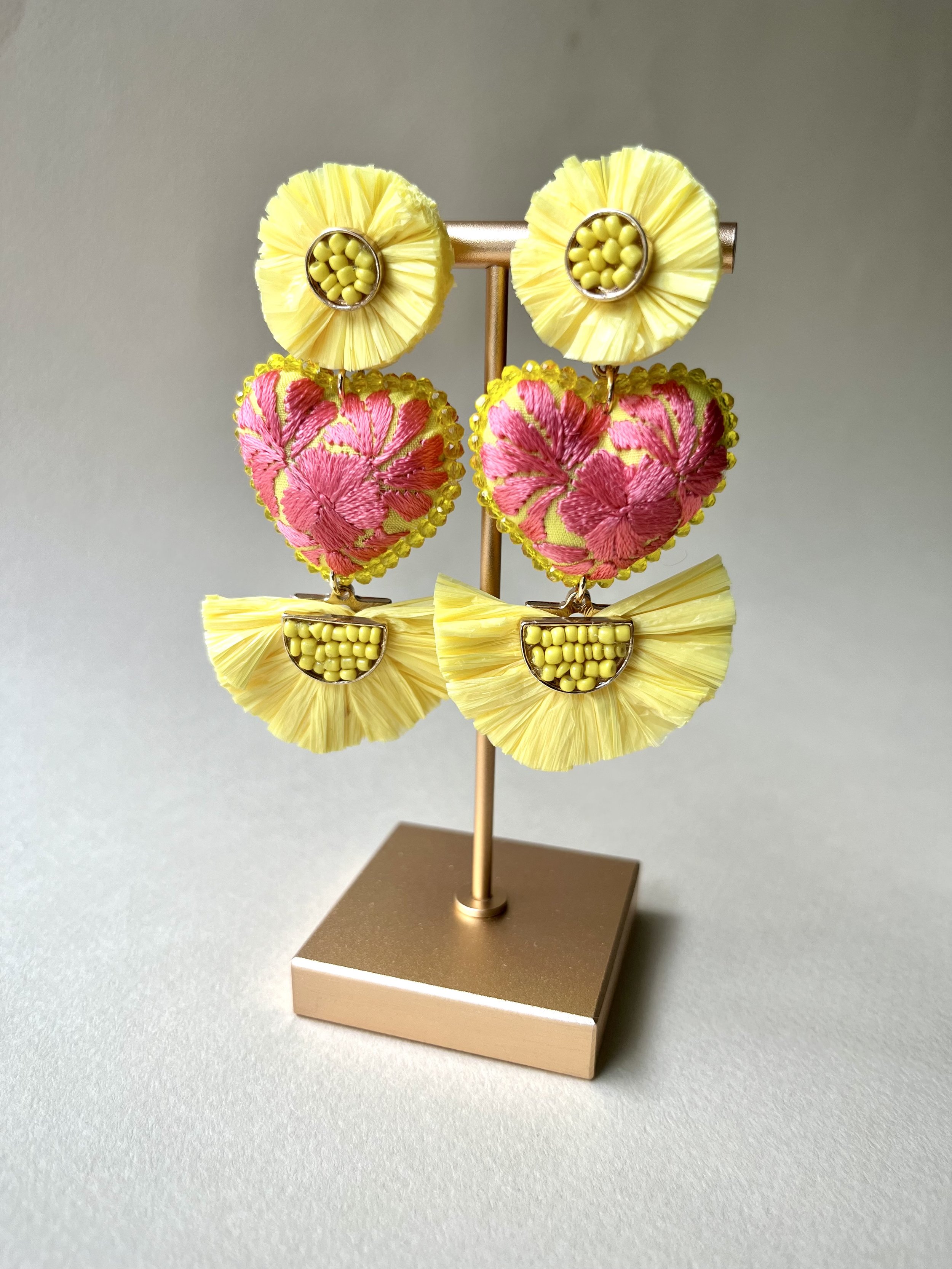 heart embroidered earrings