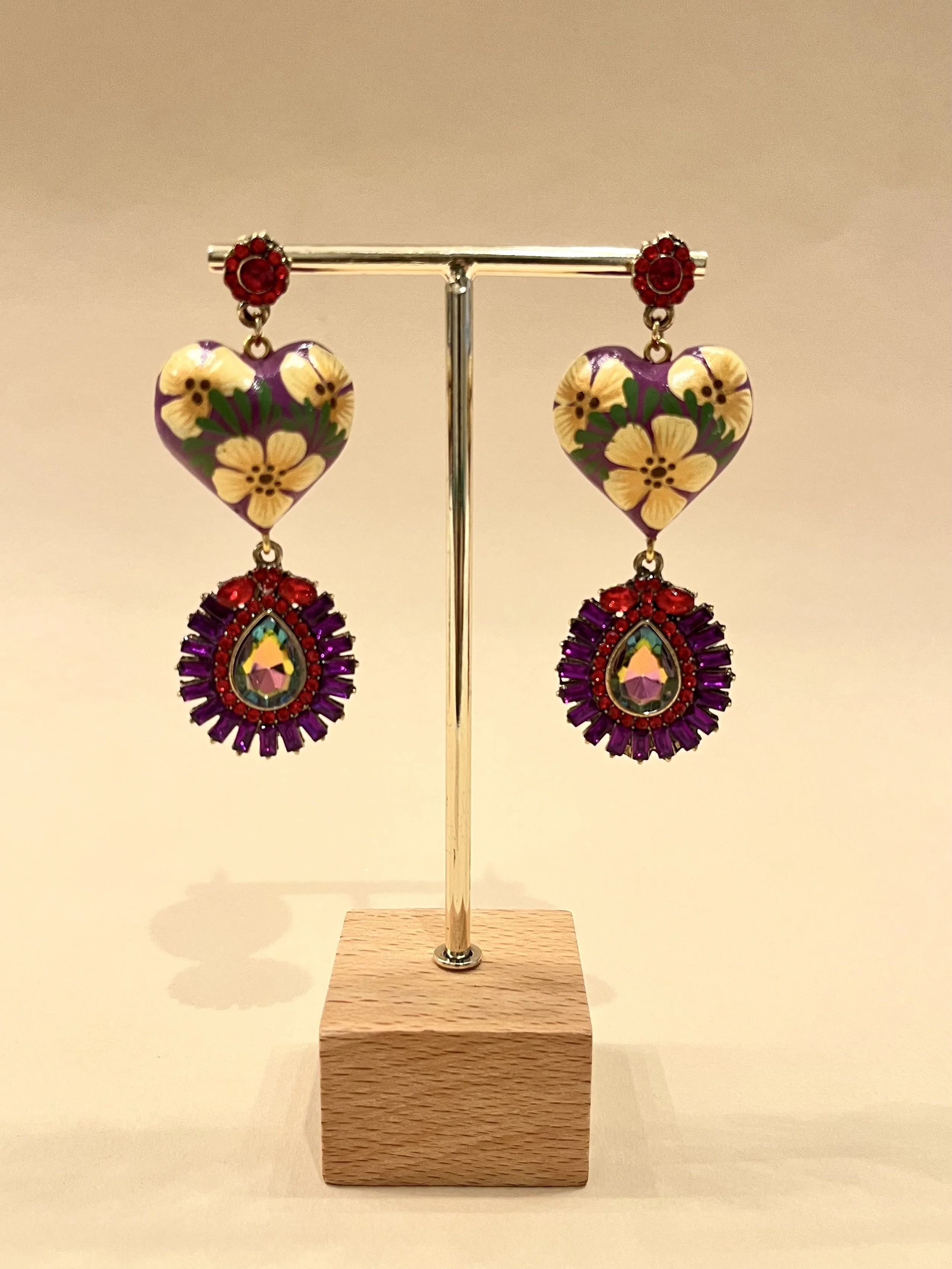 Hand painted heart earrings