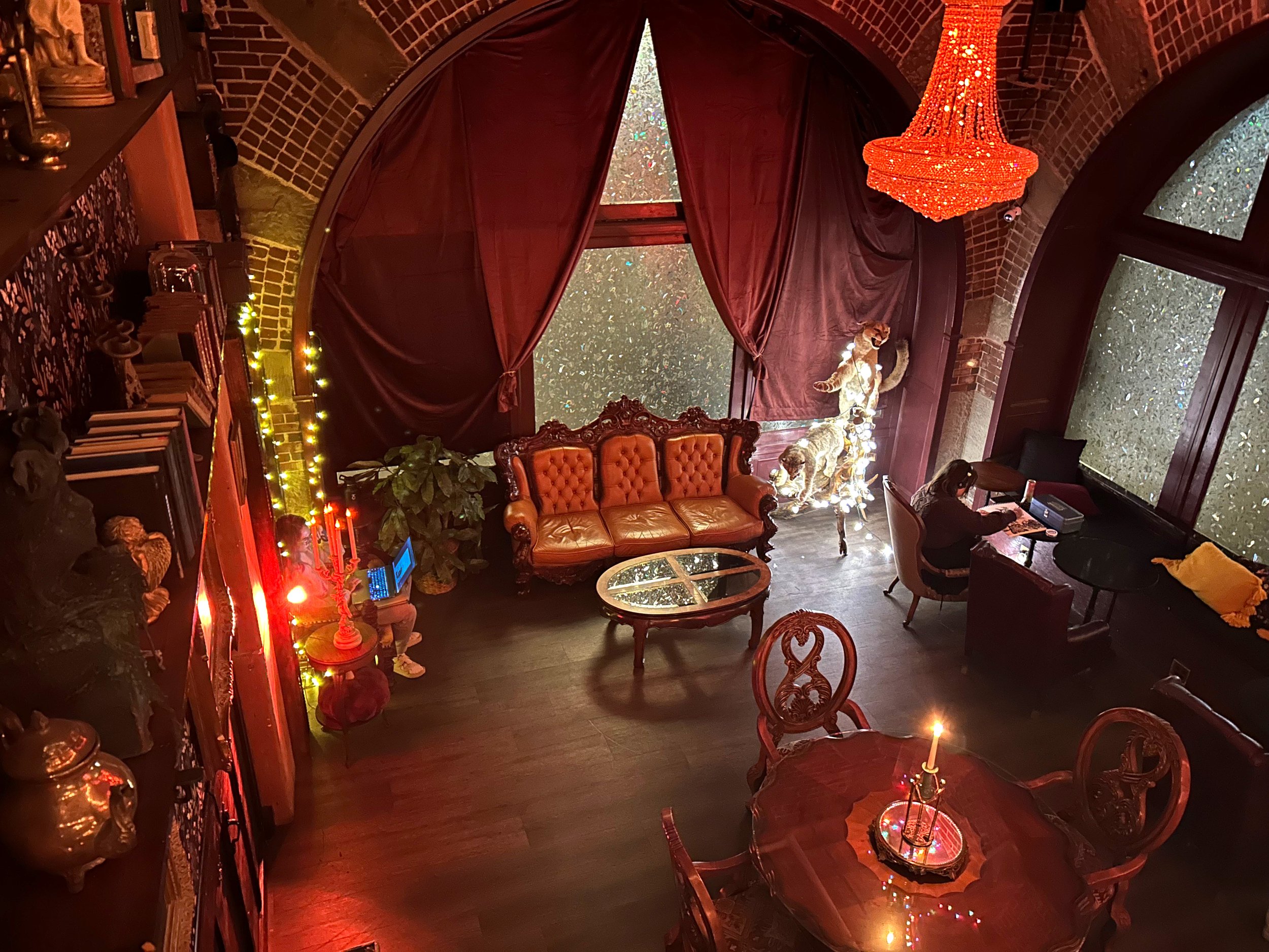Cozy interior of speakeasy