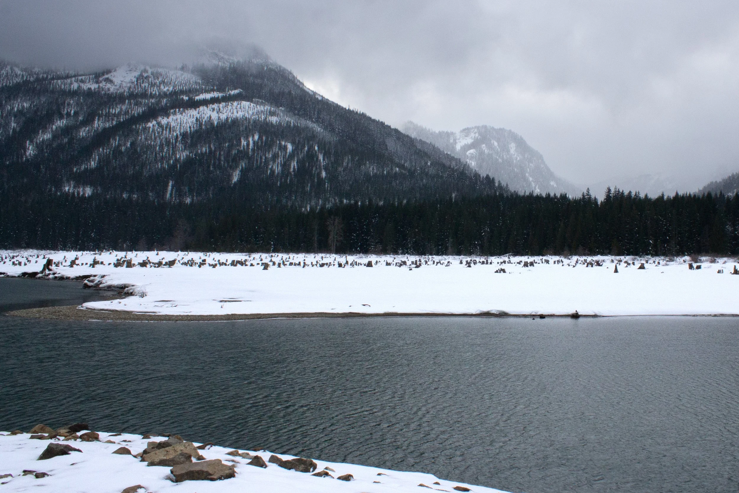 Lake Keechelus and dramatic clouds behind the mountains