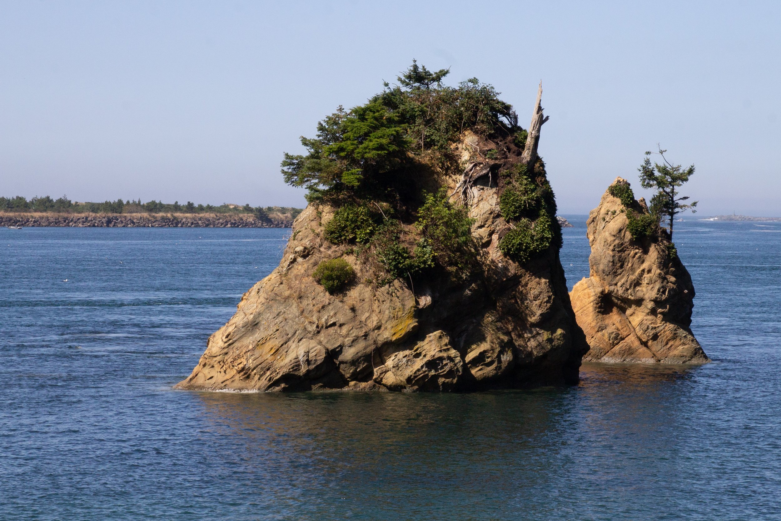 Two of the The Three Graces sea stacks
