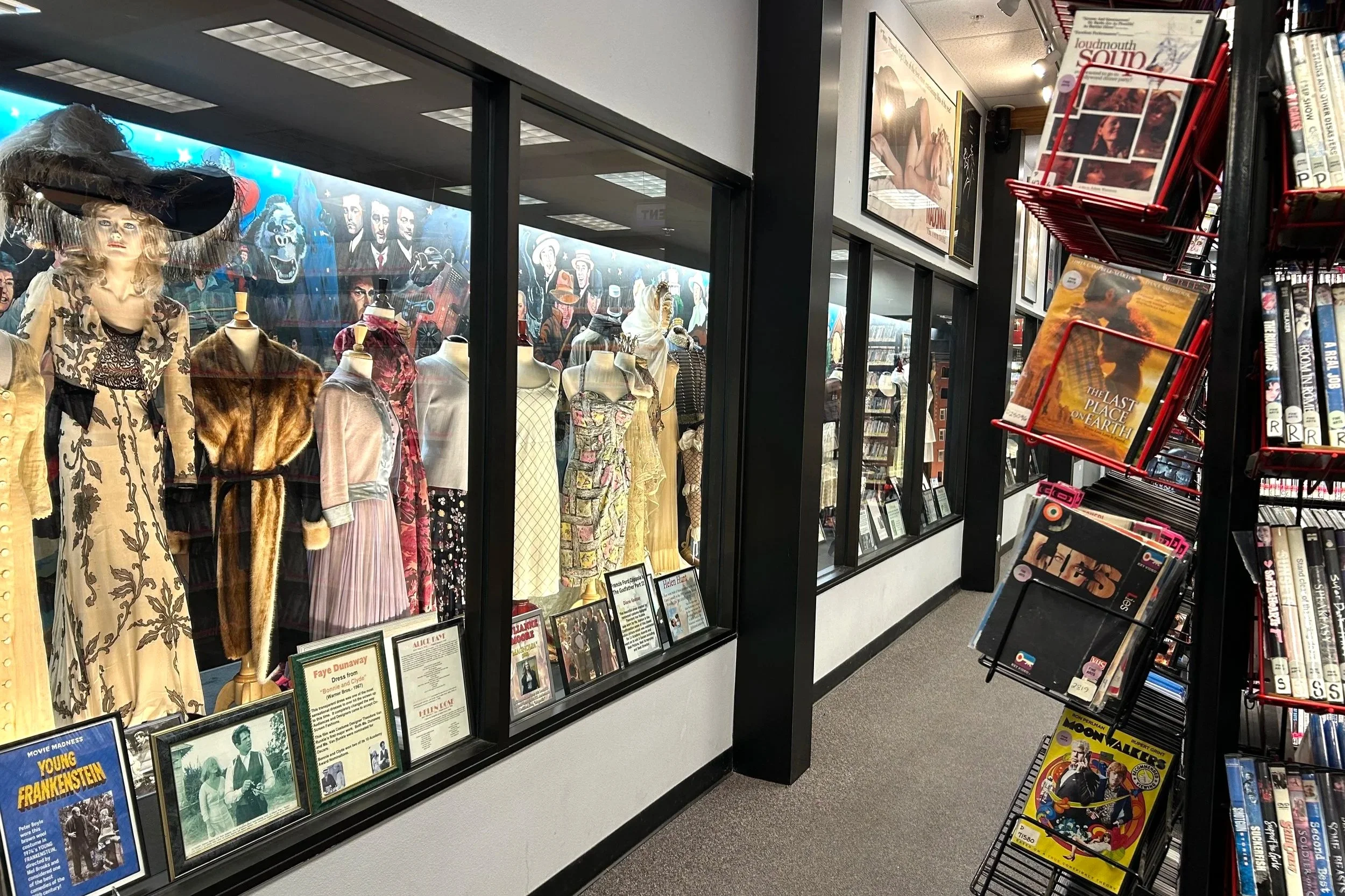 Memorabilia displays and DVD racks