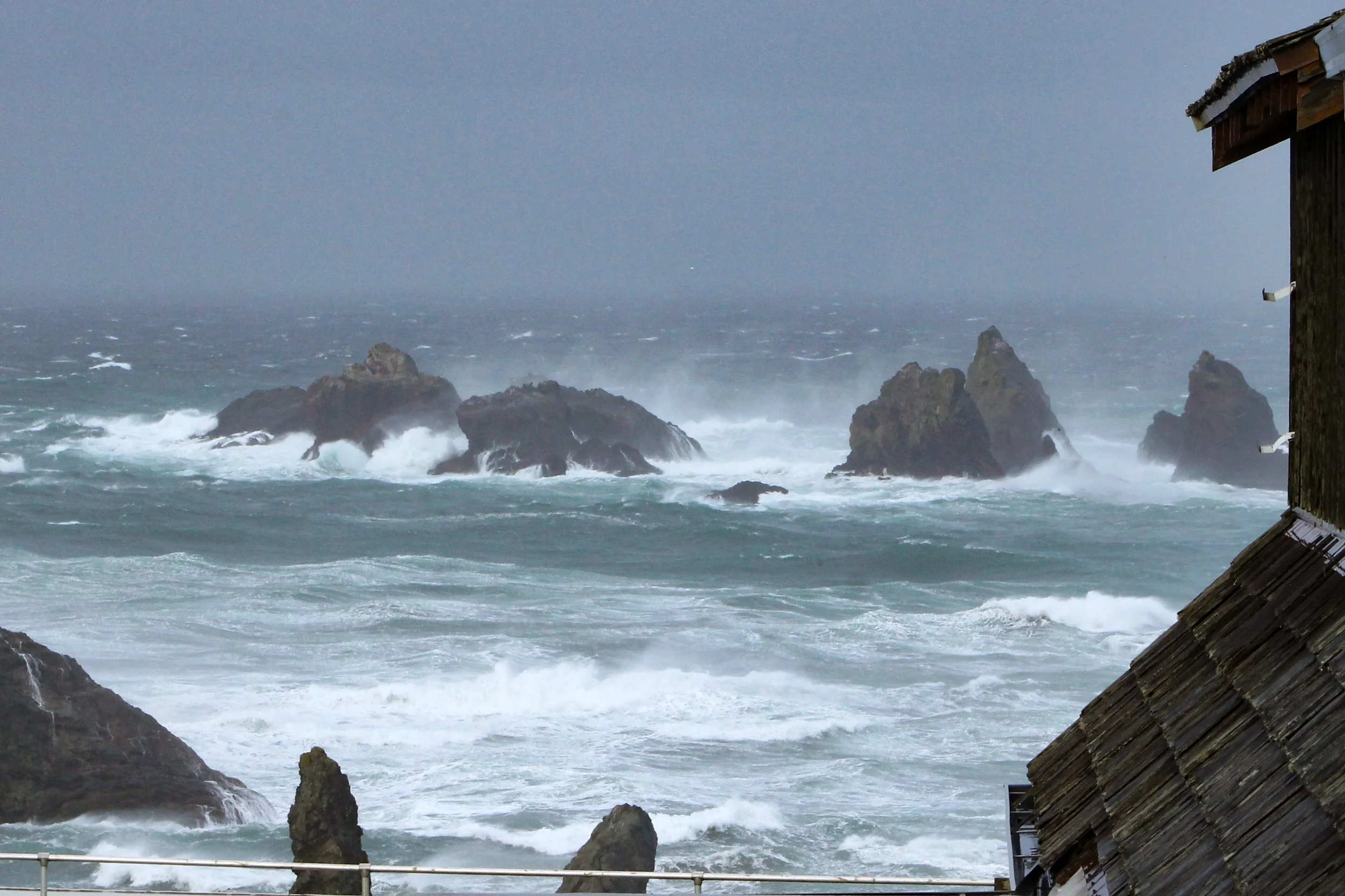 Stormy sea with sea stacks