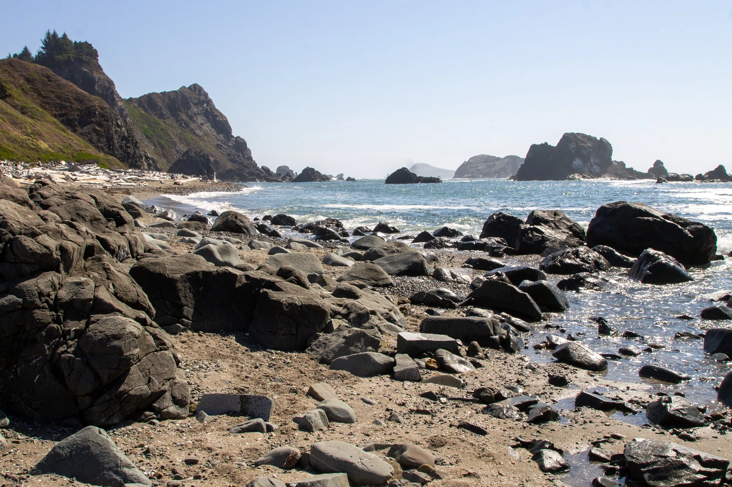 Beach with cliffs and sea stacks