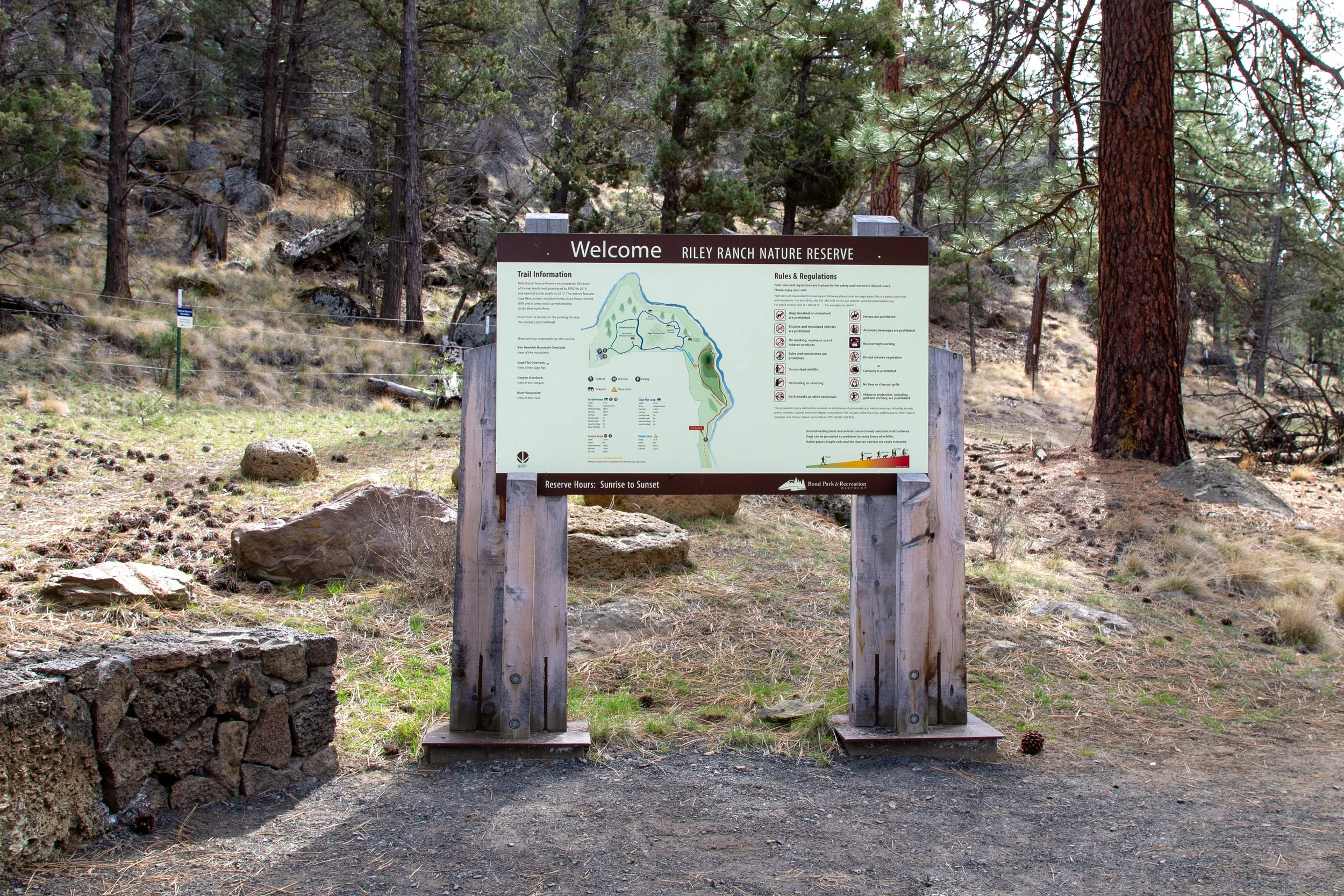 Map on sign at Riley Ranch entrance