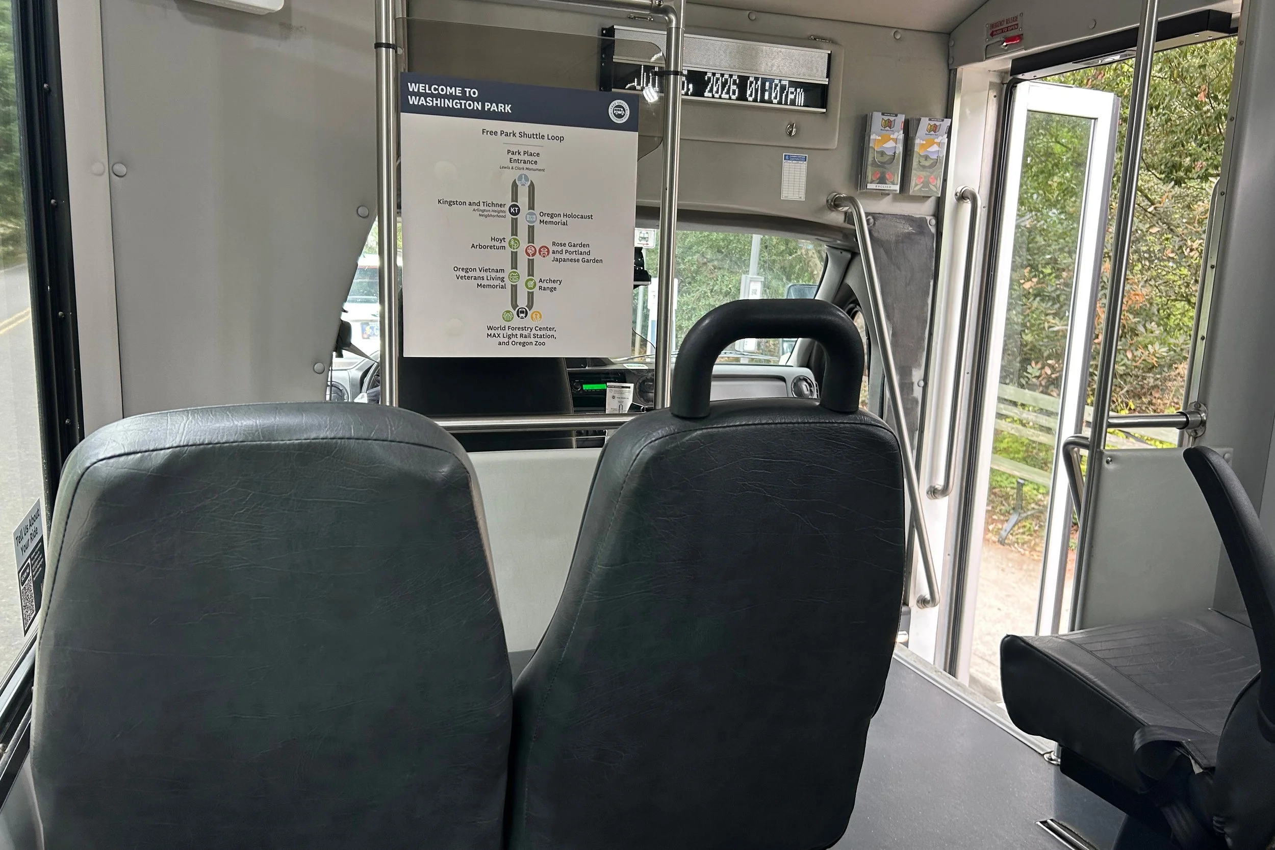 Inside Washington Park shuttle bus
