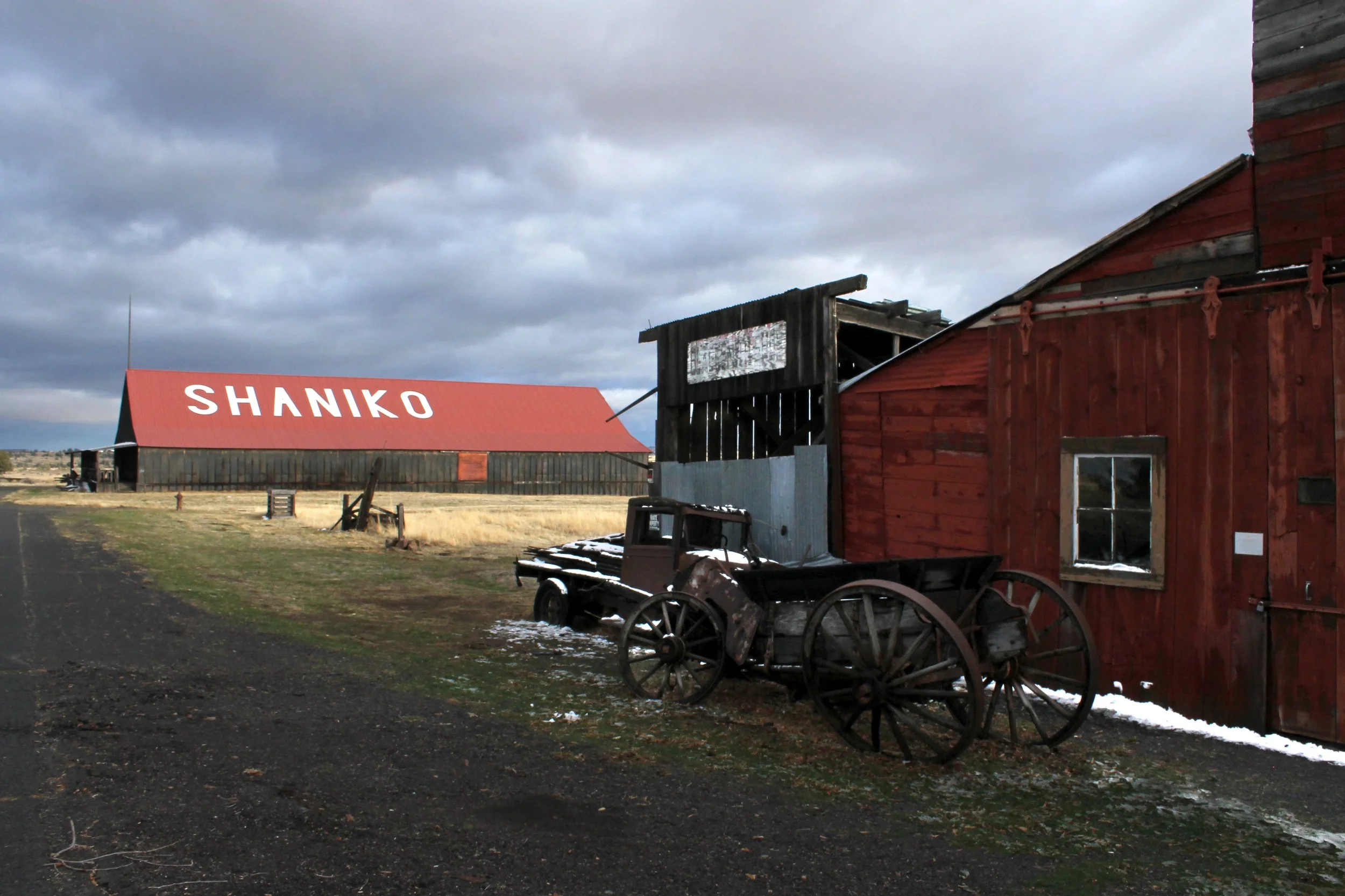 Large barn labeled Shaniko