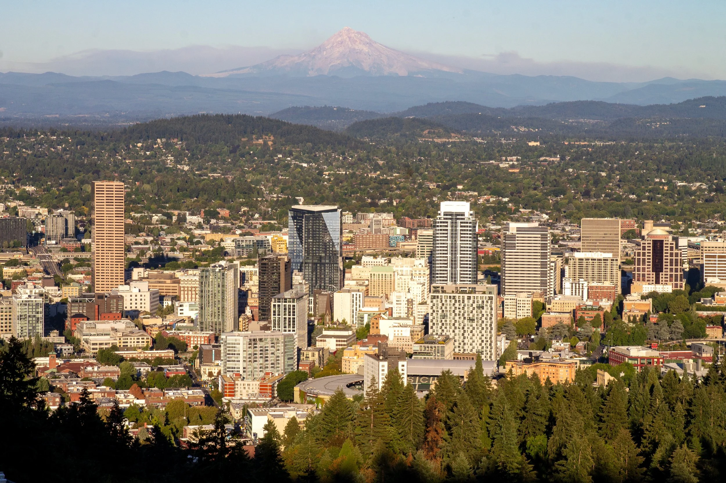 Mount Hood behind downtown Portland