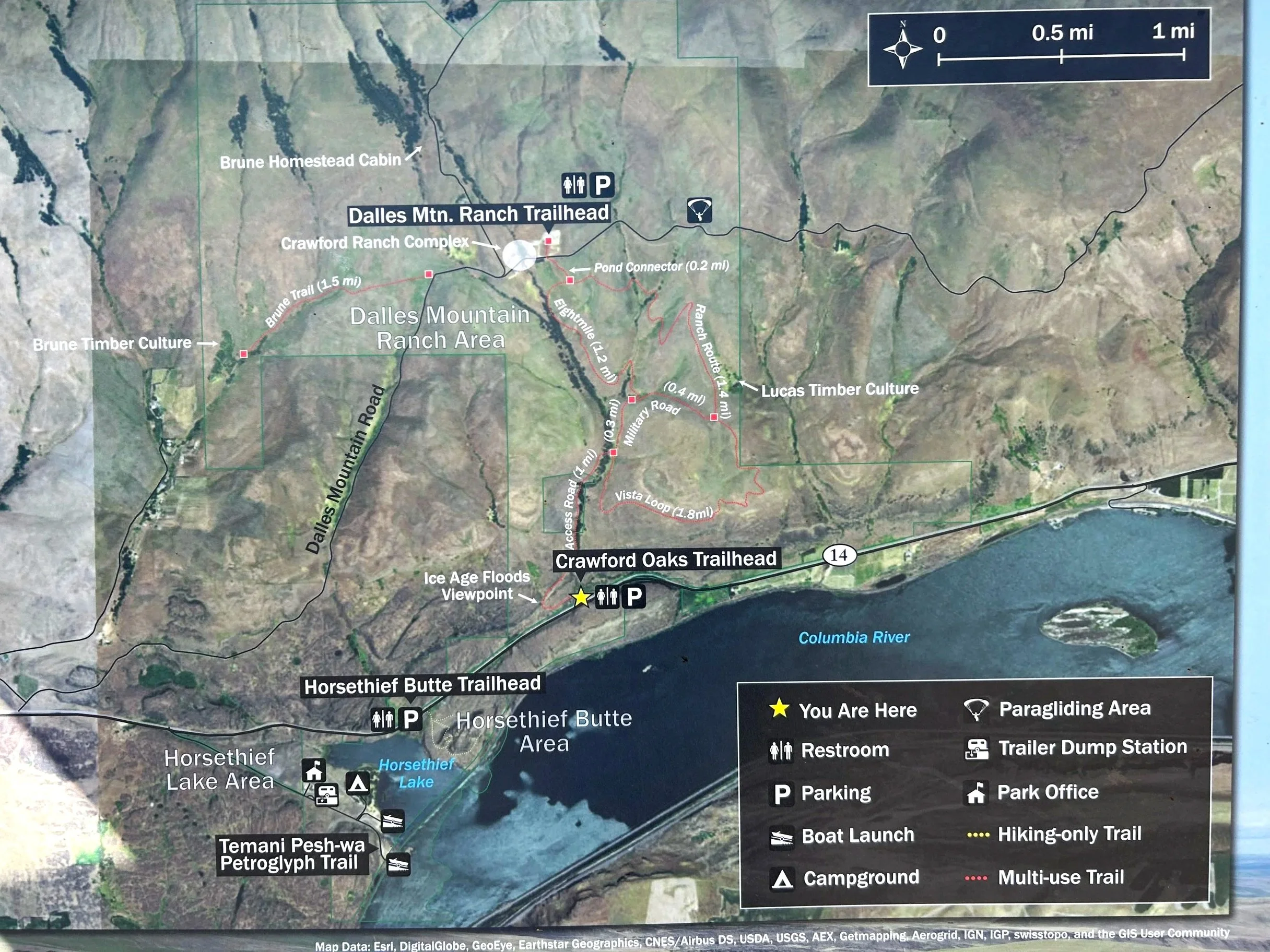 Columbia Hills State Park map