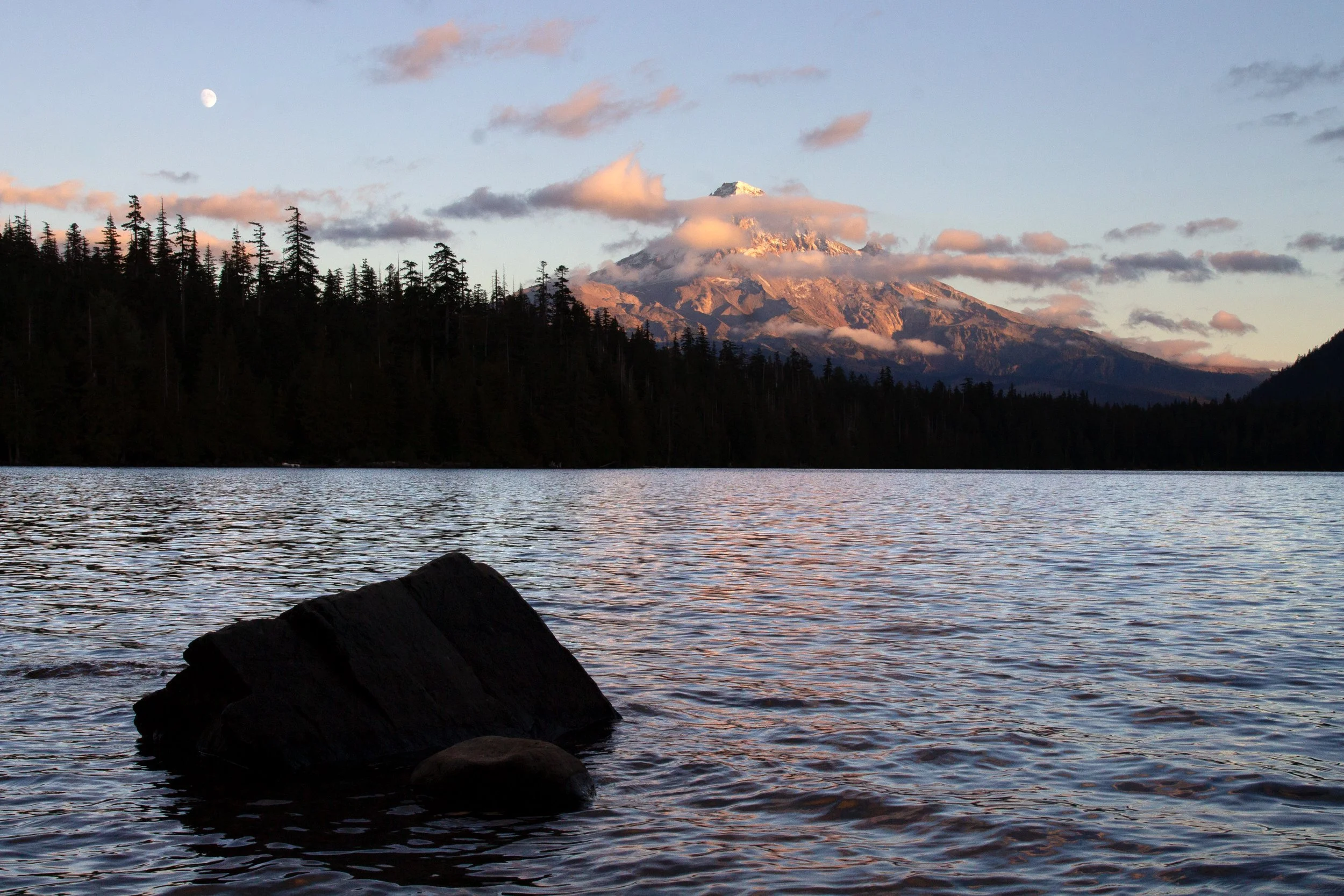 Moon over Mount Hood and Lost Lake