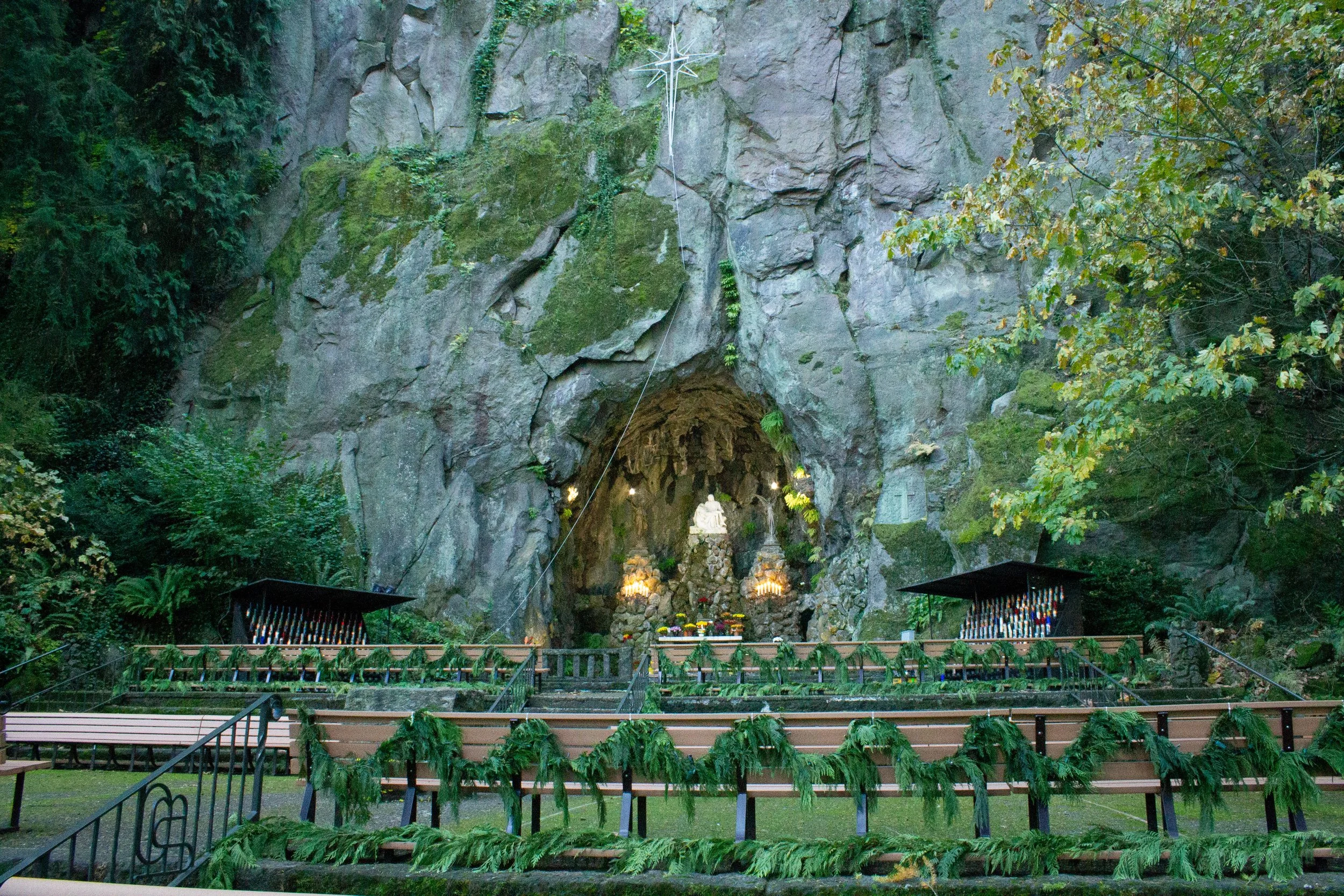 Altar in cave at the base of a cliff
