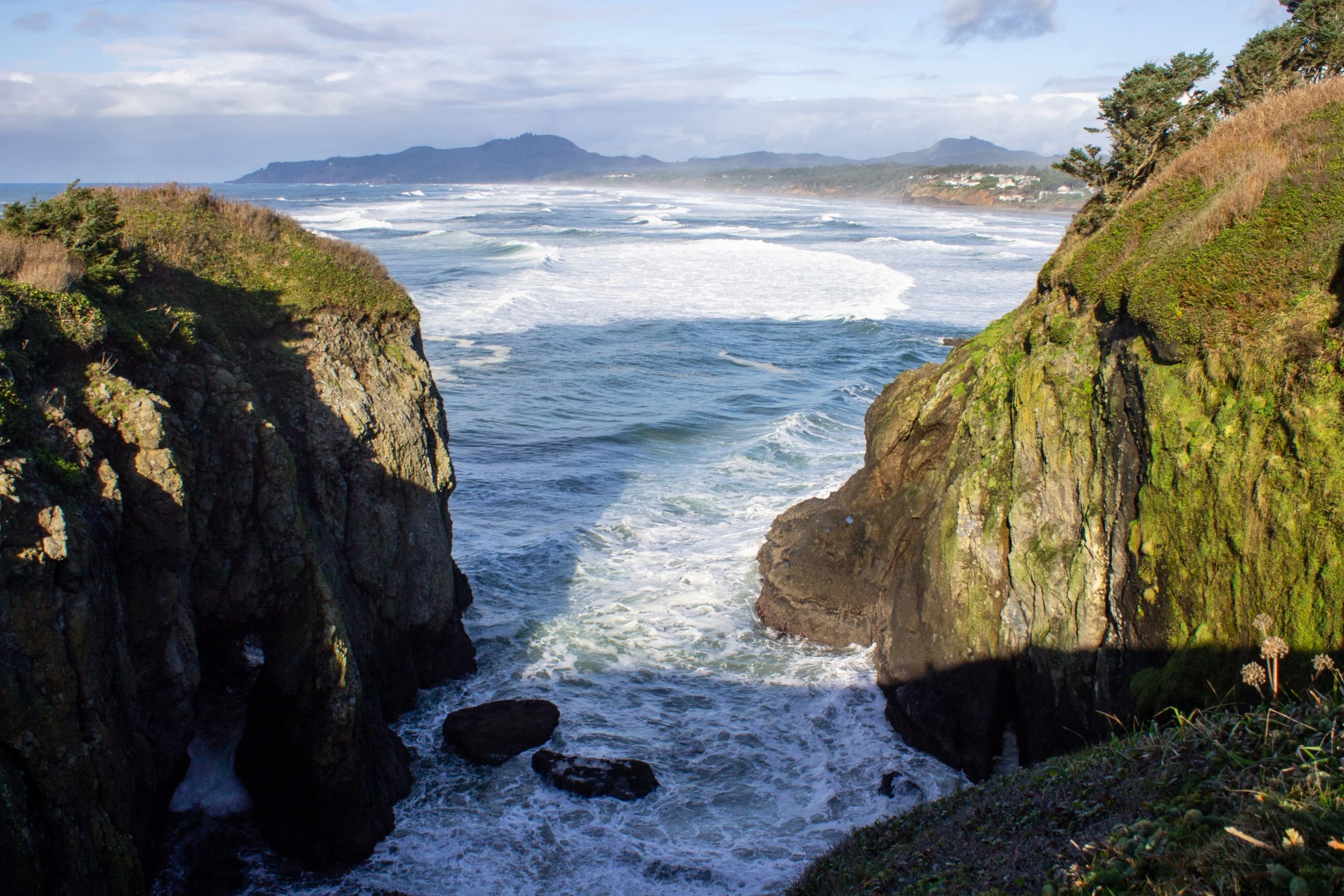 Ocean view beyond cliffs