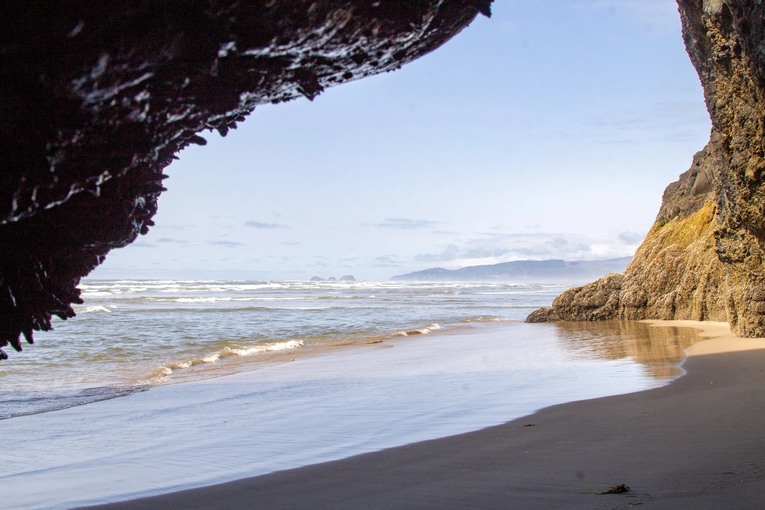 Looking out at ocean from sea cave