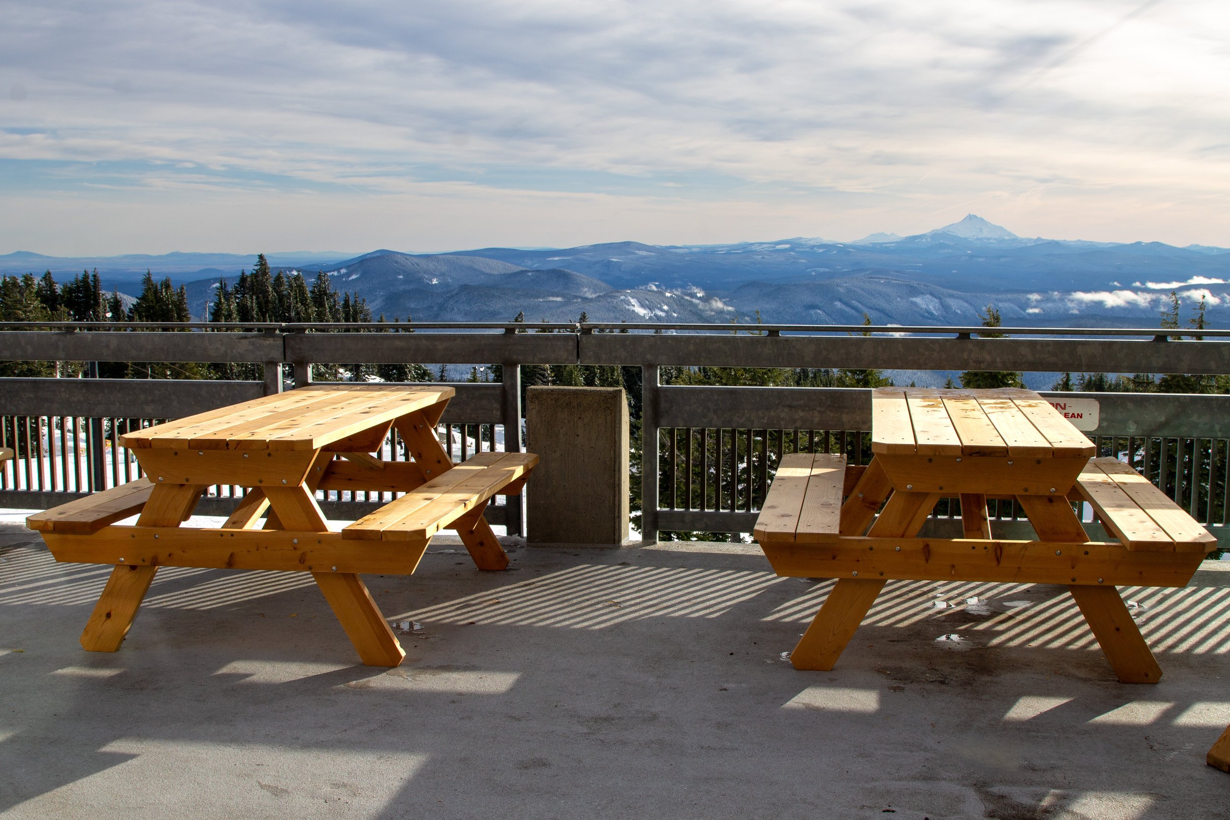 Picnic tables with Mount Jefferson view