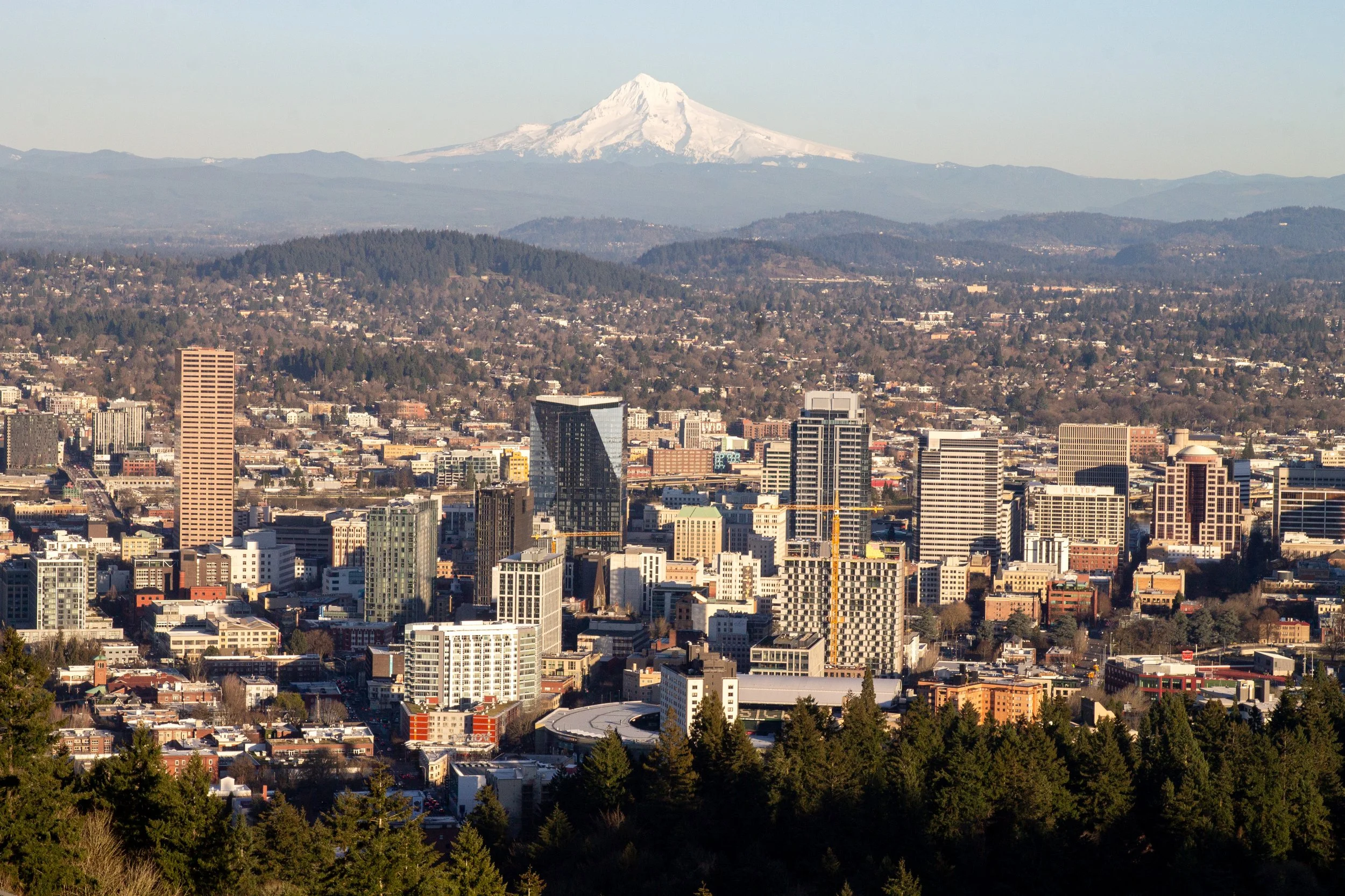 Mount Hood behind downtown Portland