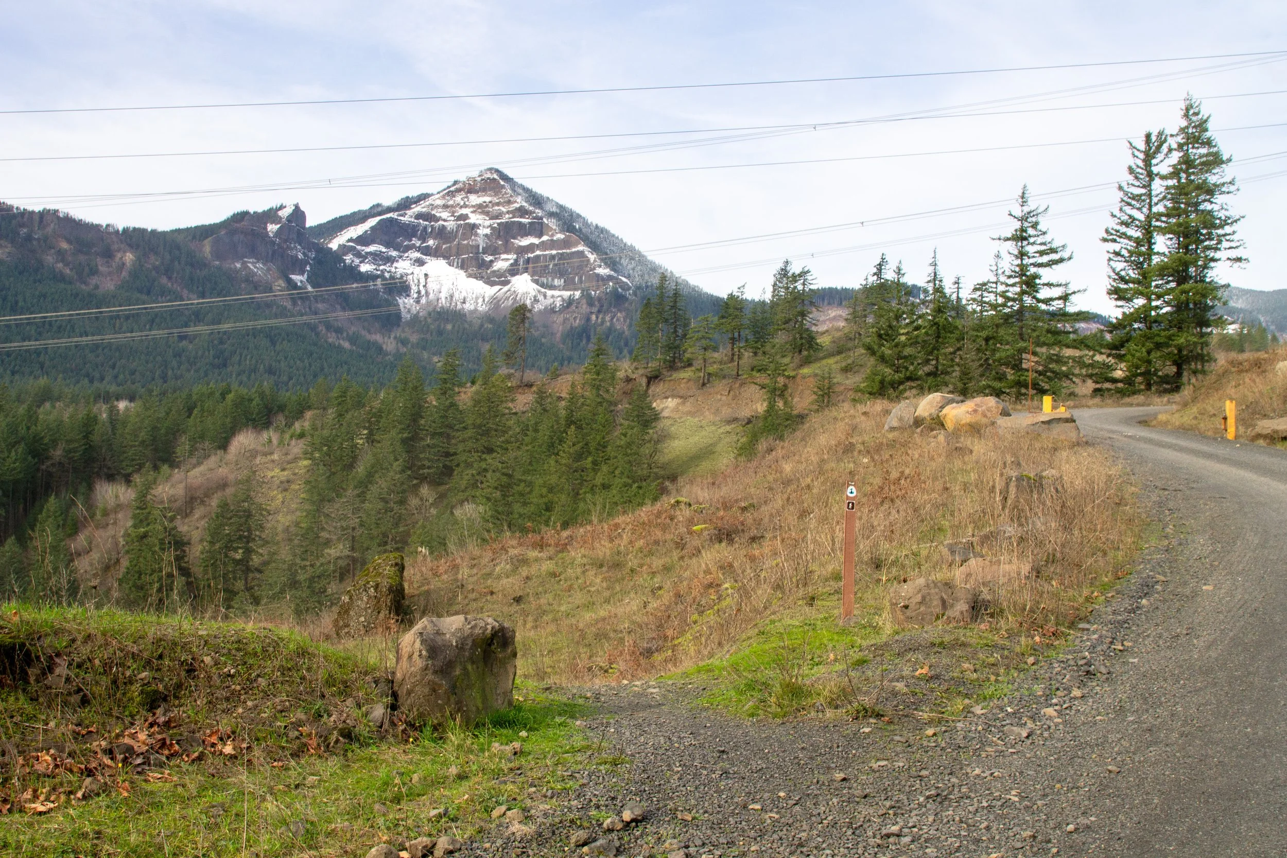 View of Table Mountain behind power lines
