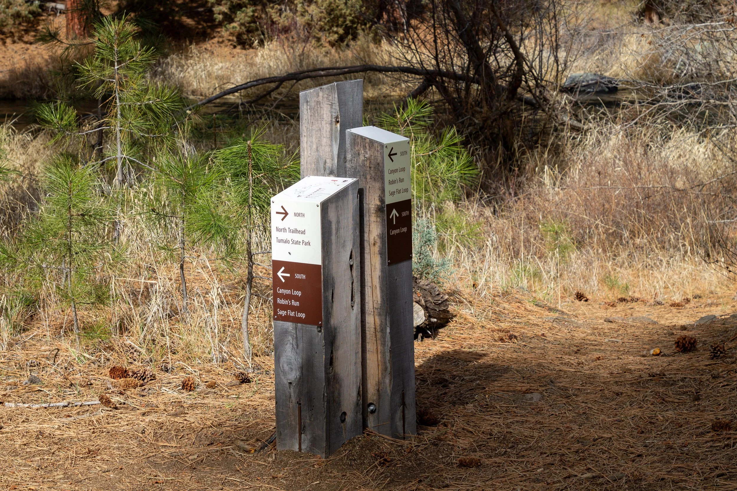 Sign post at trail junction