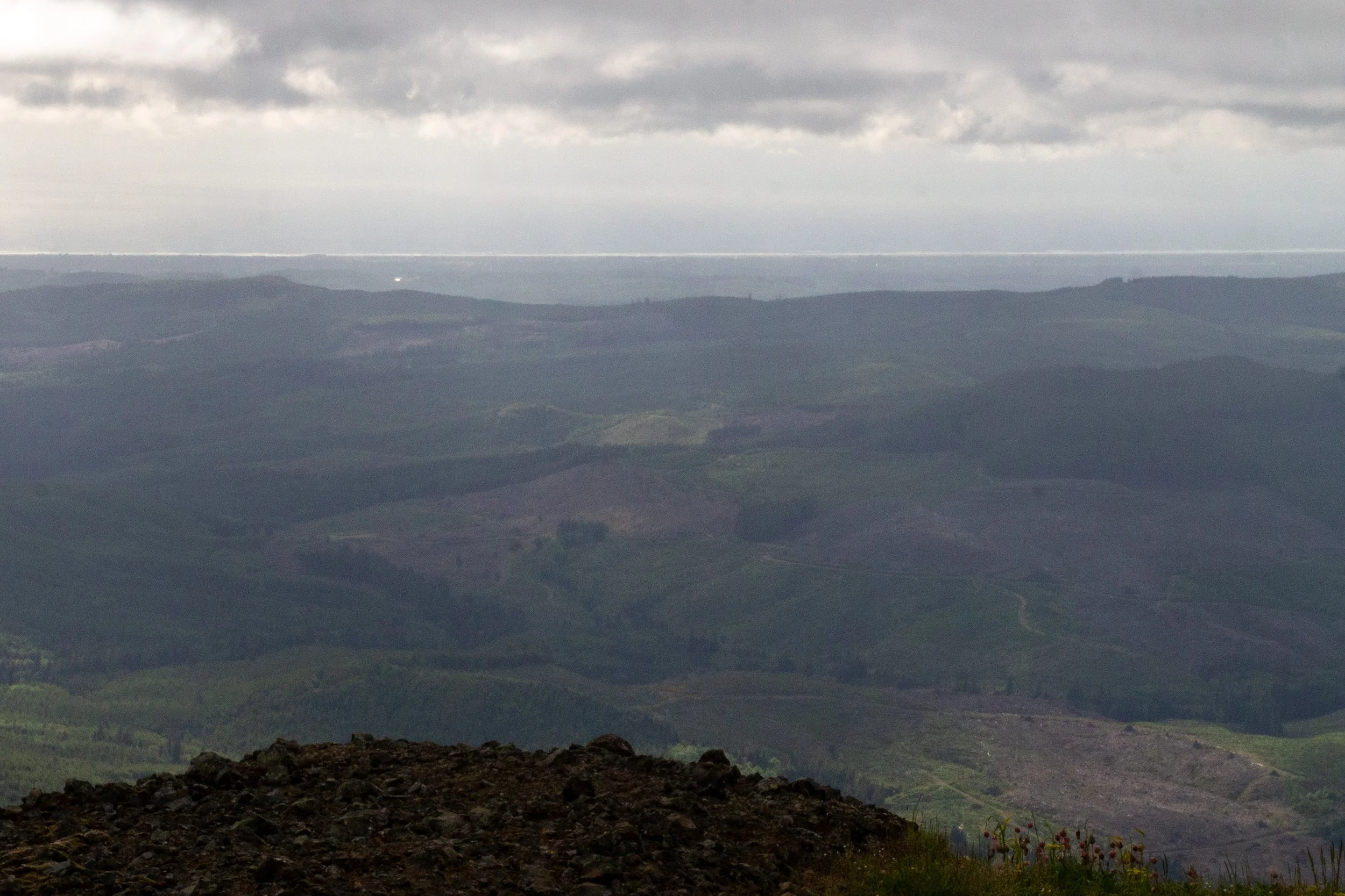 Distant view of Pacific Ocean from Saddle Mountain