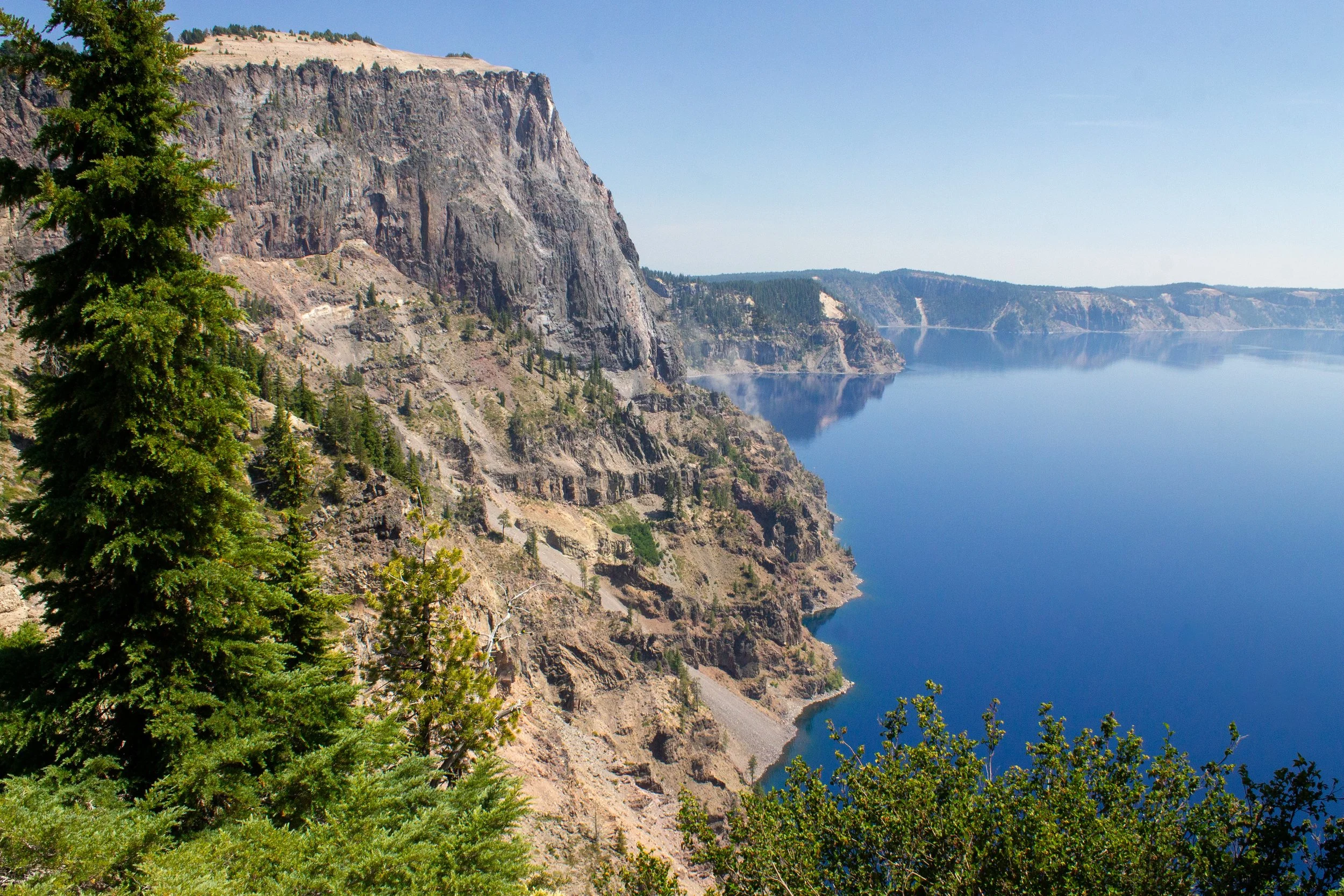 Dramatic cliffs along Crater Lake