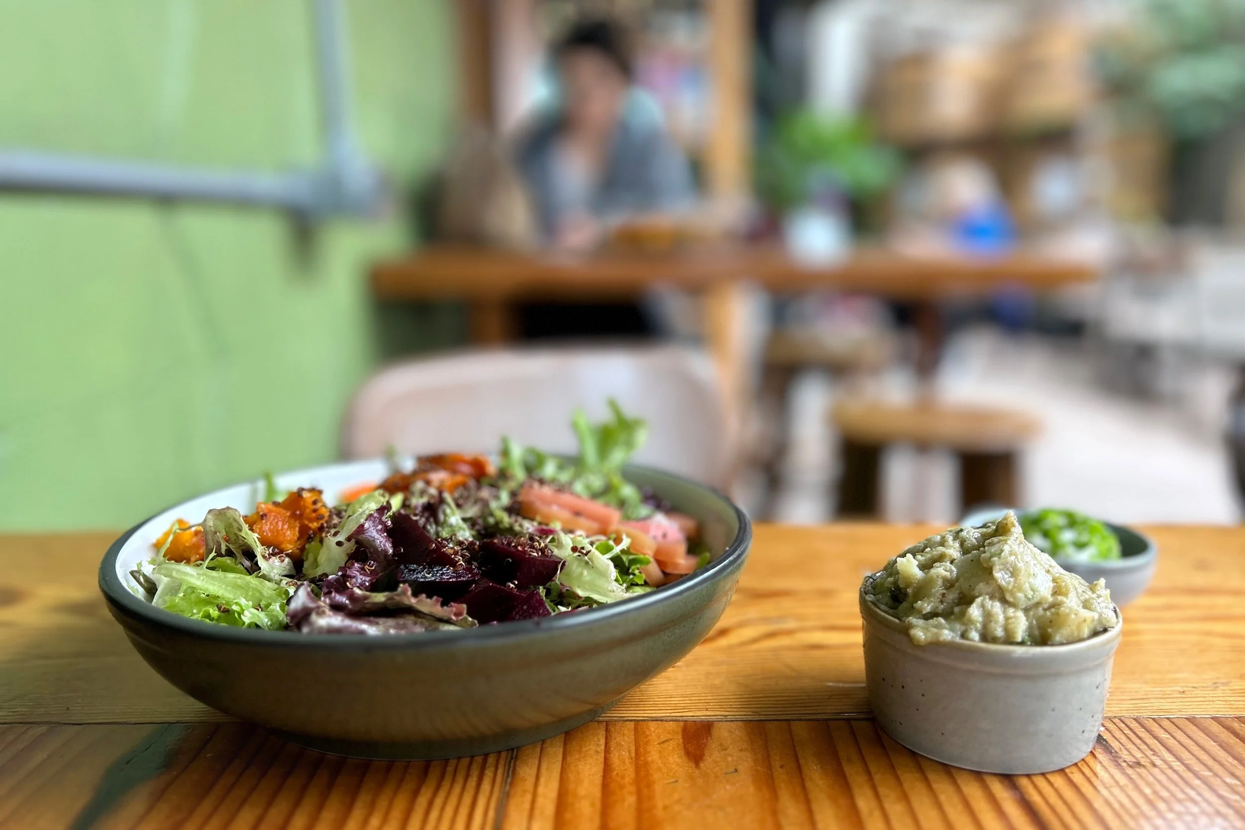 Salad and pickle in restaurant