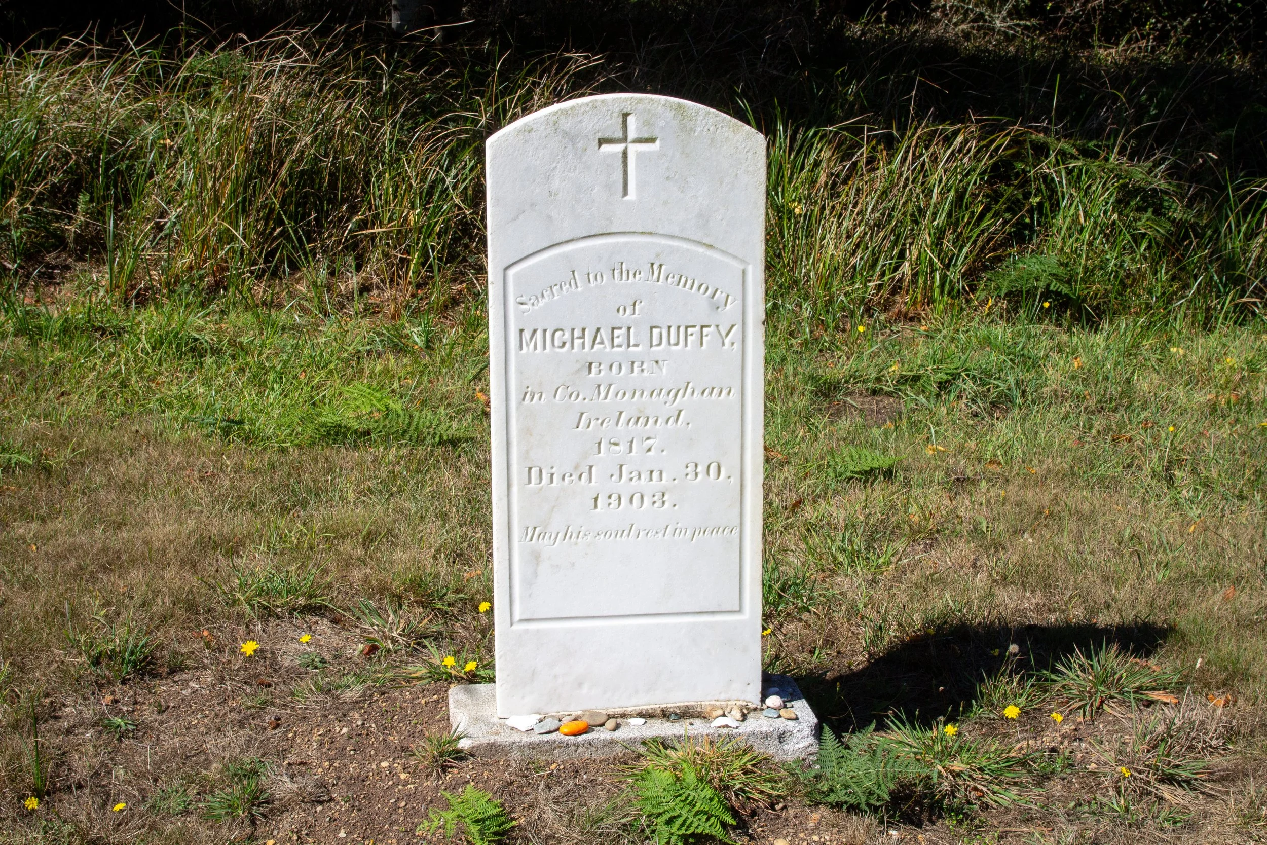 Marble headstone in Cape Blanco Cemetery