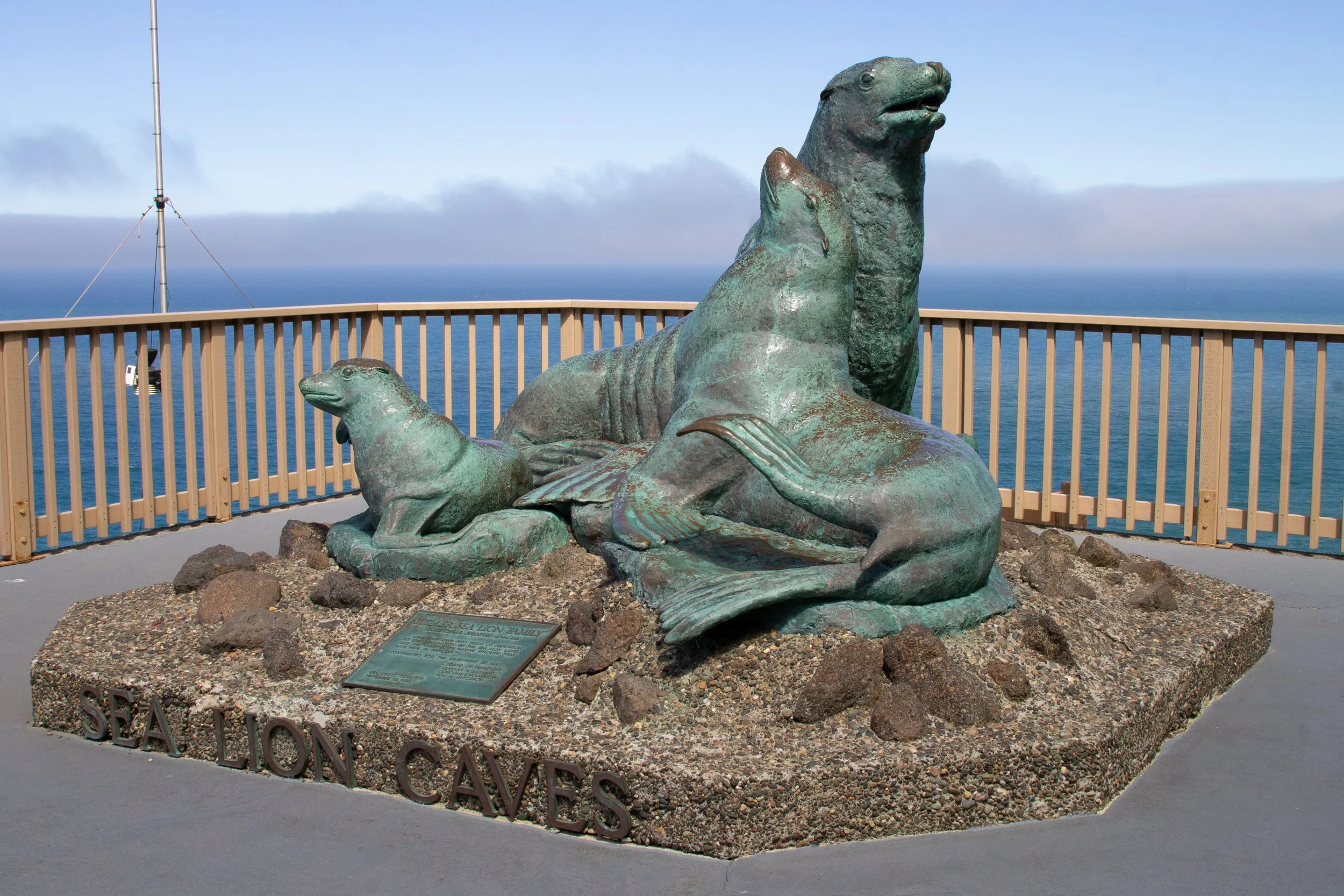 Bronze statue of sea lions