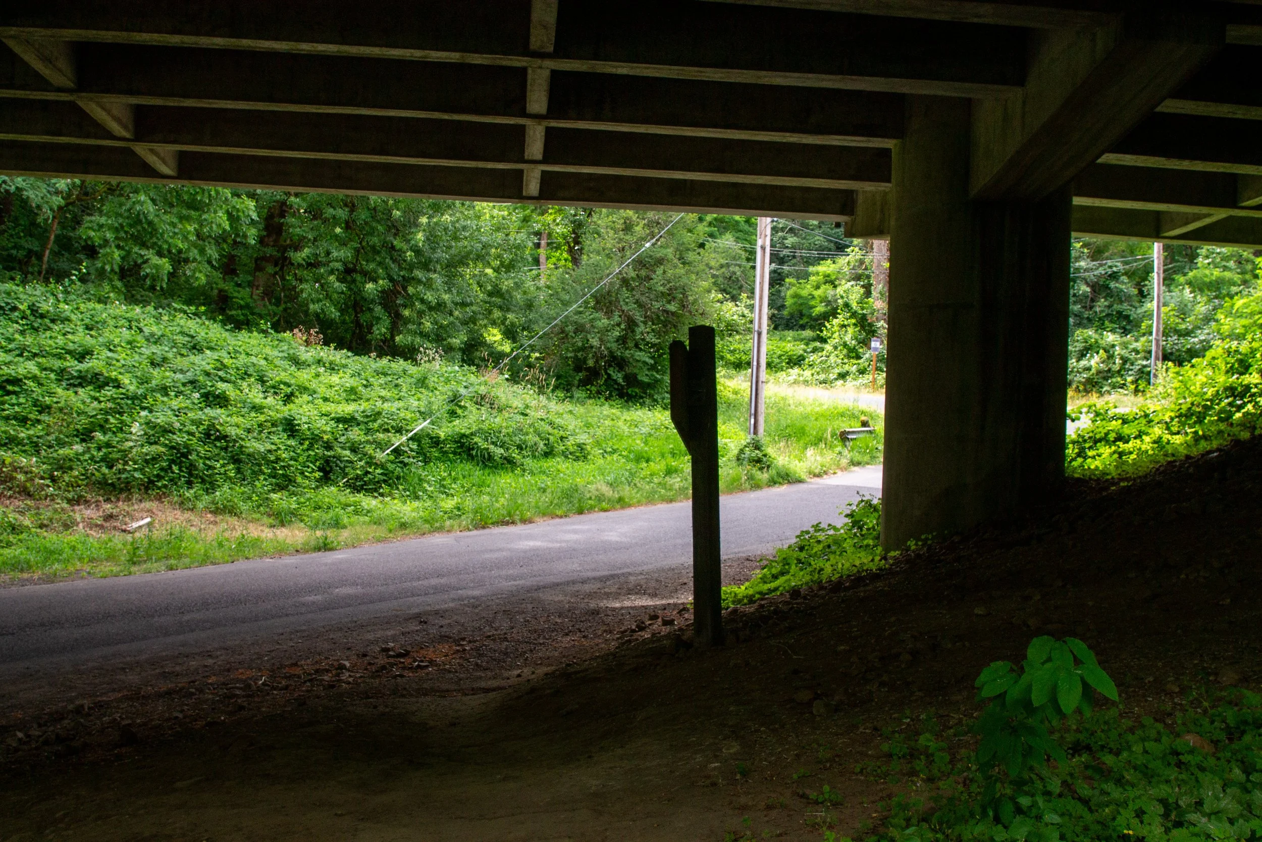 Sign under highway underpass