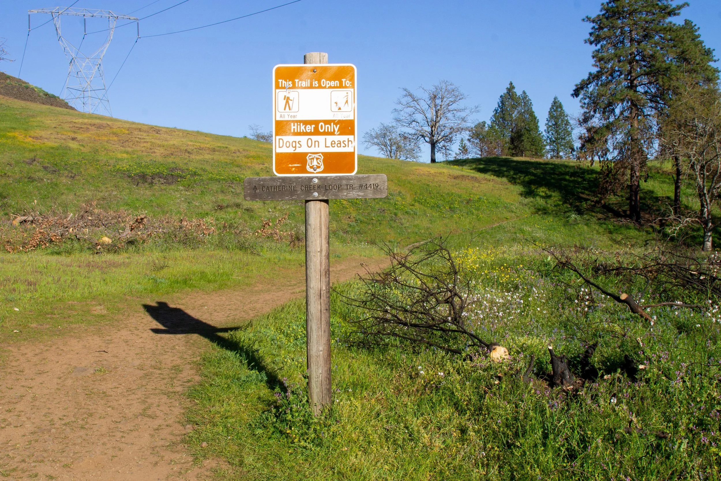 Sign along hiking trail