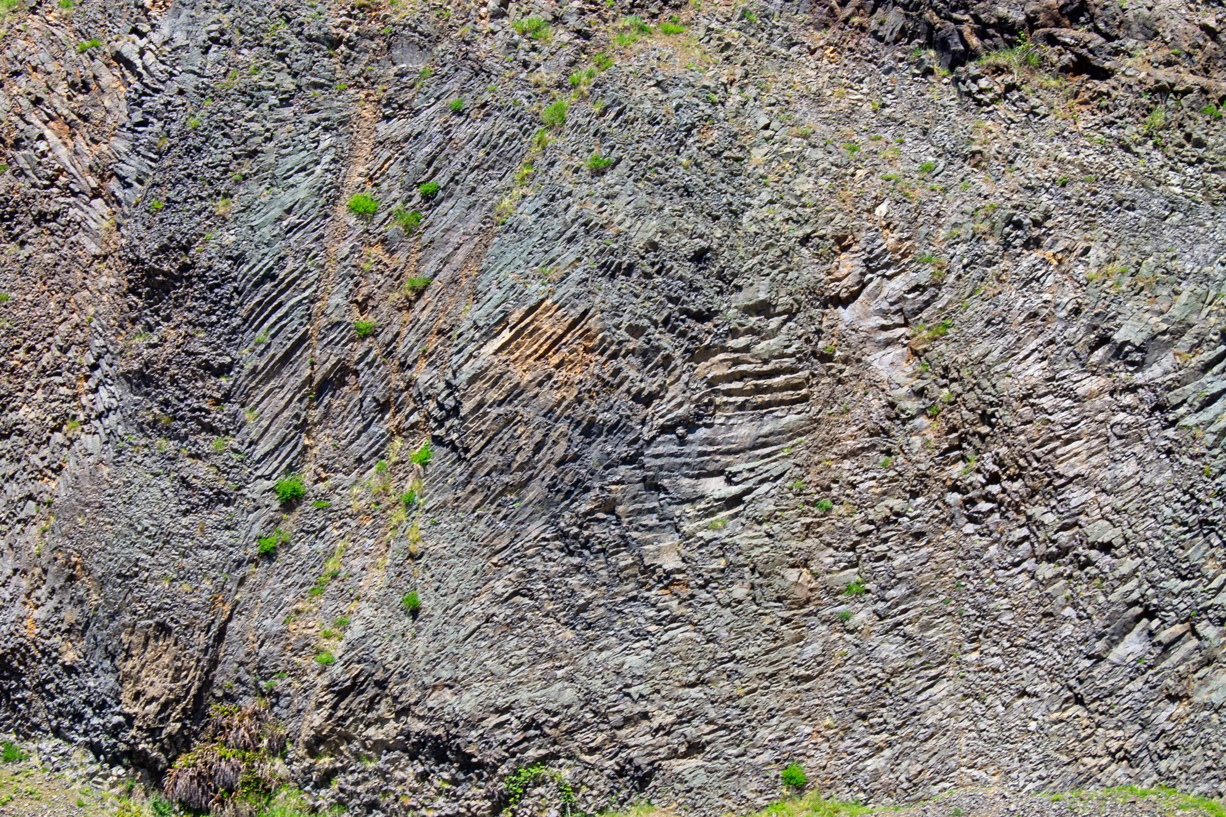 Interesting texture of basalt cliff