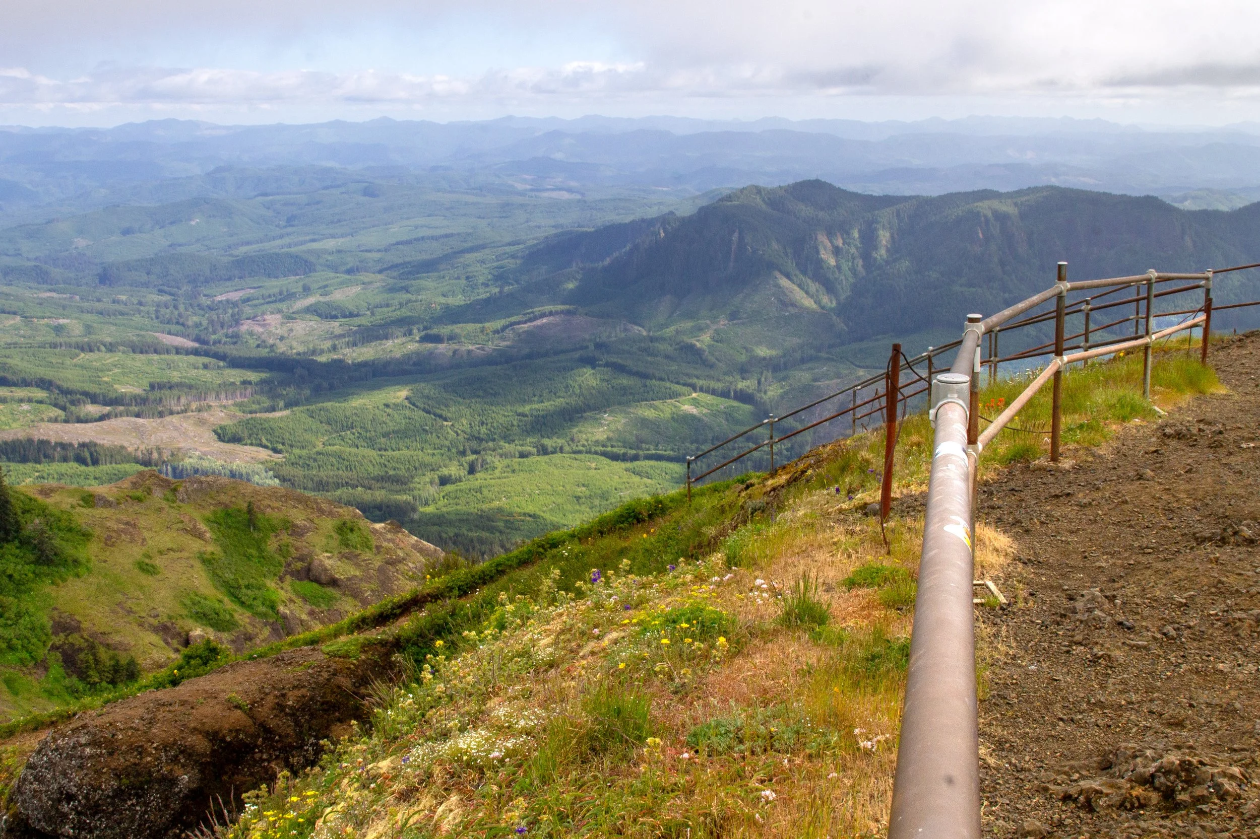 Fenced viewpoint on Saddle Mountain summit