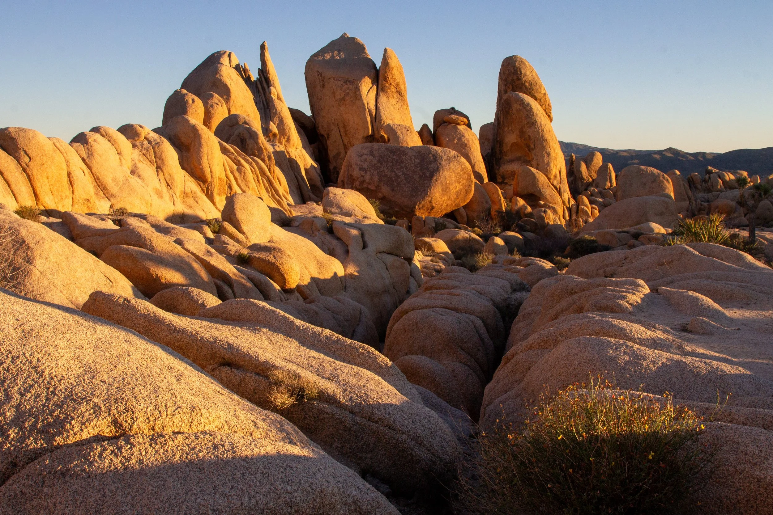 Sunset light on granite formations