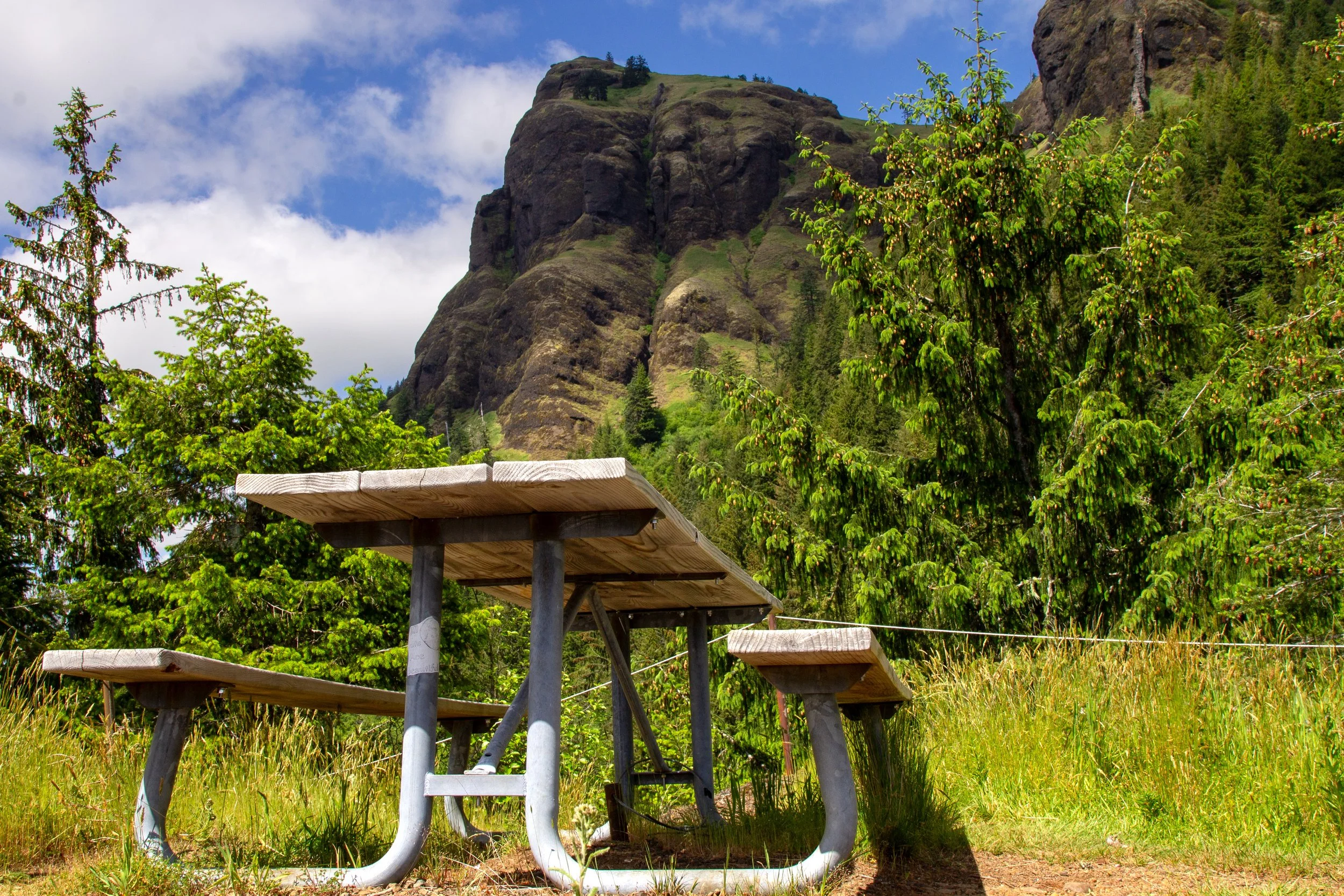 Saddle Mountain behind picnic table