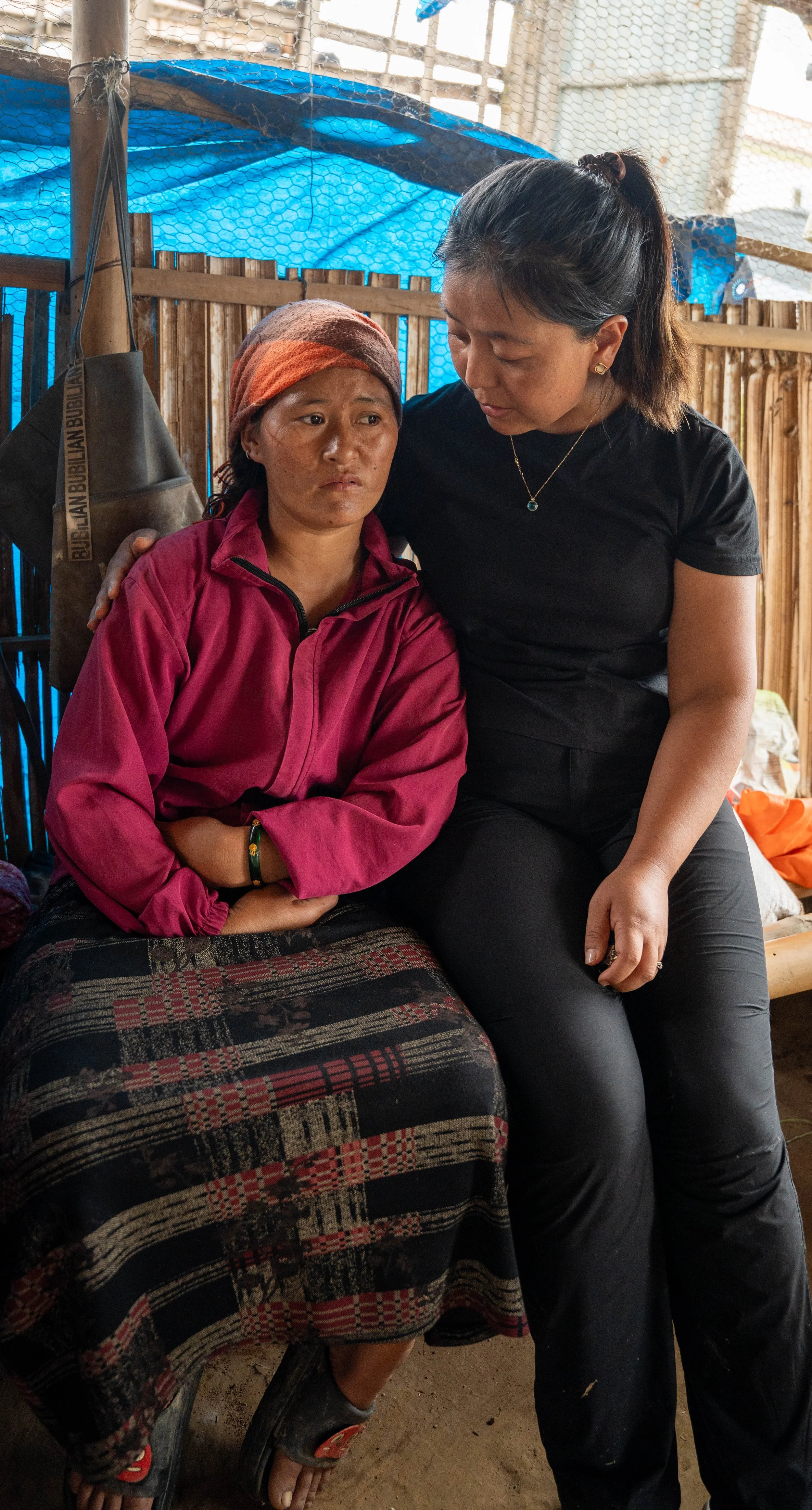 Sanam Sherpa with Flood Survivors