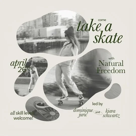 Come &lsquo;Take a Skate&rsquo; with Natural Freedom on April 26th ꩜ 

Never been on a skateboard before? Come try! Can&rsquo;t wait to get back into it? Come meet new friends!

This event is open to ALL skateboarding levels, rollerblades welcome. Op