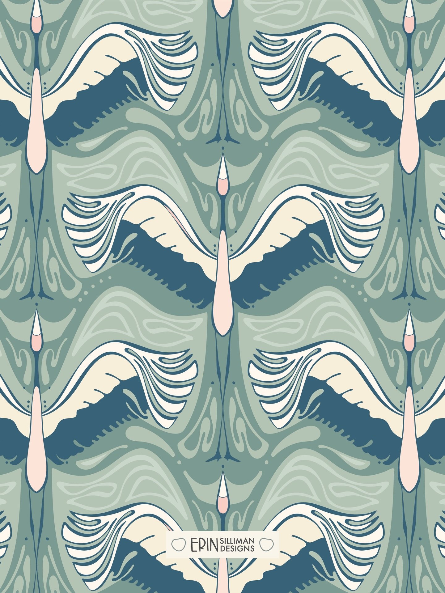 Retro art nouveau #spoonflowerchallenge is happening now. And retro + art nouveau speaks to my very heart!! Well, at the last minute I saw what the challenge was, and despite the fact that I have not done a challenge in months and despite that I only