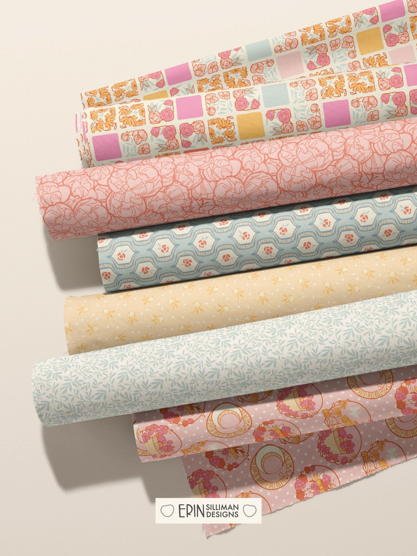 Flower farm fabric, I think I&rsquo;m in love. 
🤍
#textiledesigner #botanicalartwork #licensingartist