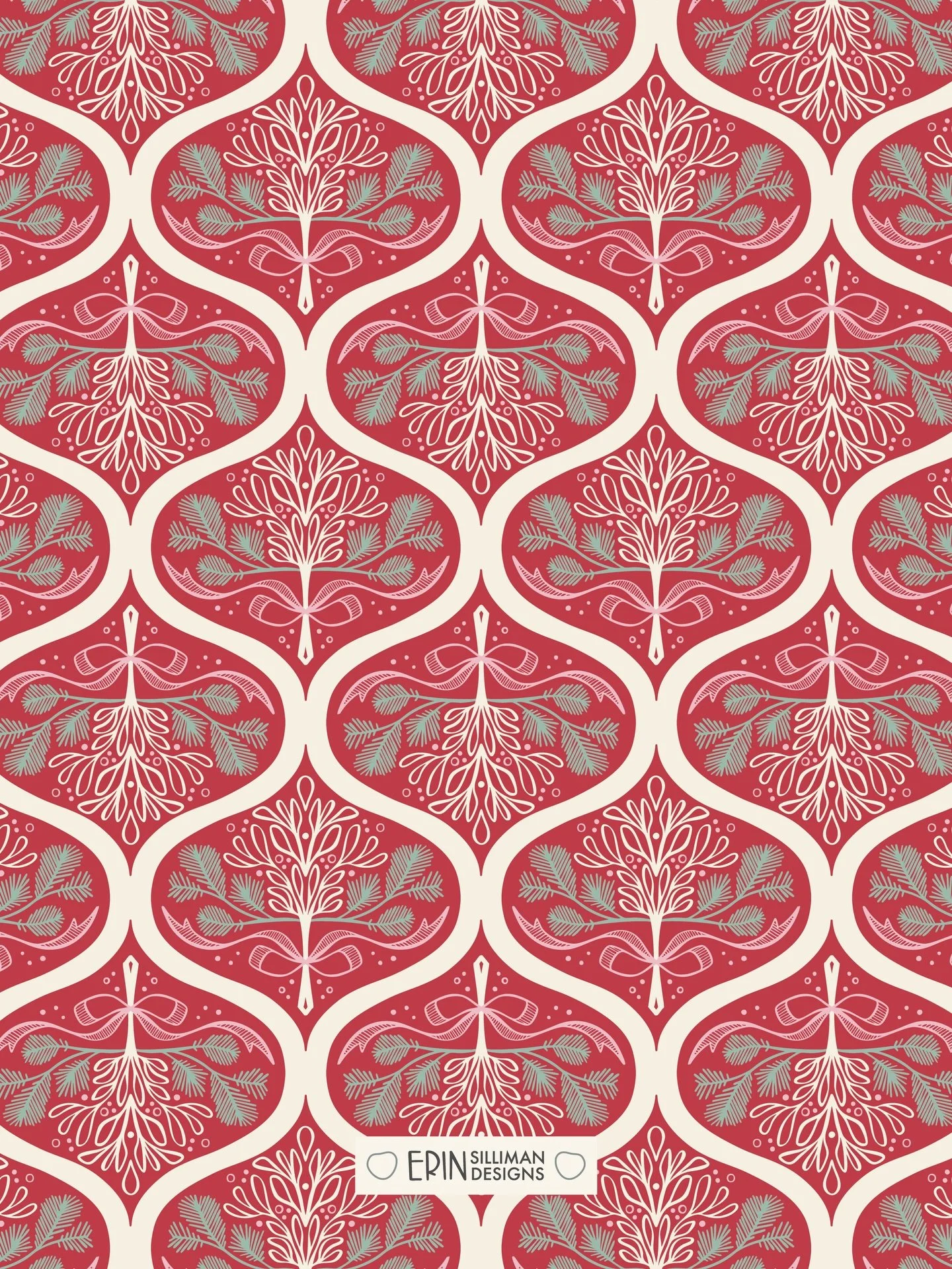 I hope your Christmas season has been full of light, joy, and kisses under the mistletoe. Wrapping up my collection with this last pattern. I wish Christmas would never end! 
🤍
#underthemistletoe #ornamentpattern #christmascollection