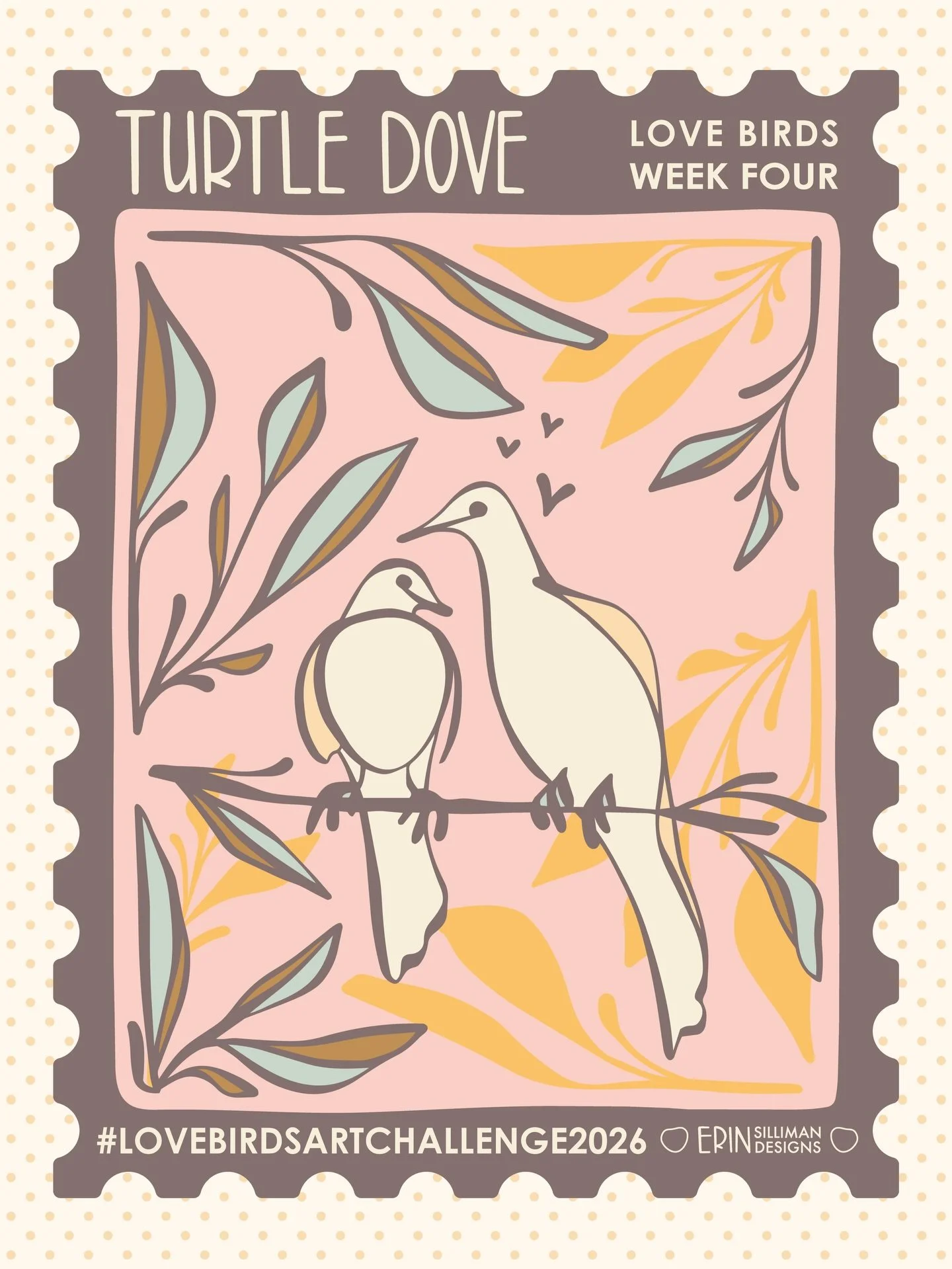 Turtle doves for my last #lovebirdartchallenge2026 on the last day. Simple lines and pretty shapes for the win. 
🤍
Your paintings, drawings, and patterns have inspired me so much these last four weeks! This was my first time hosting an art challenge