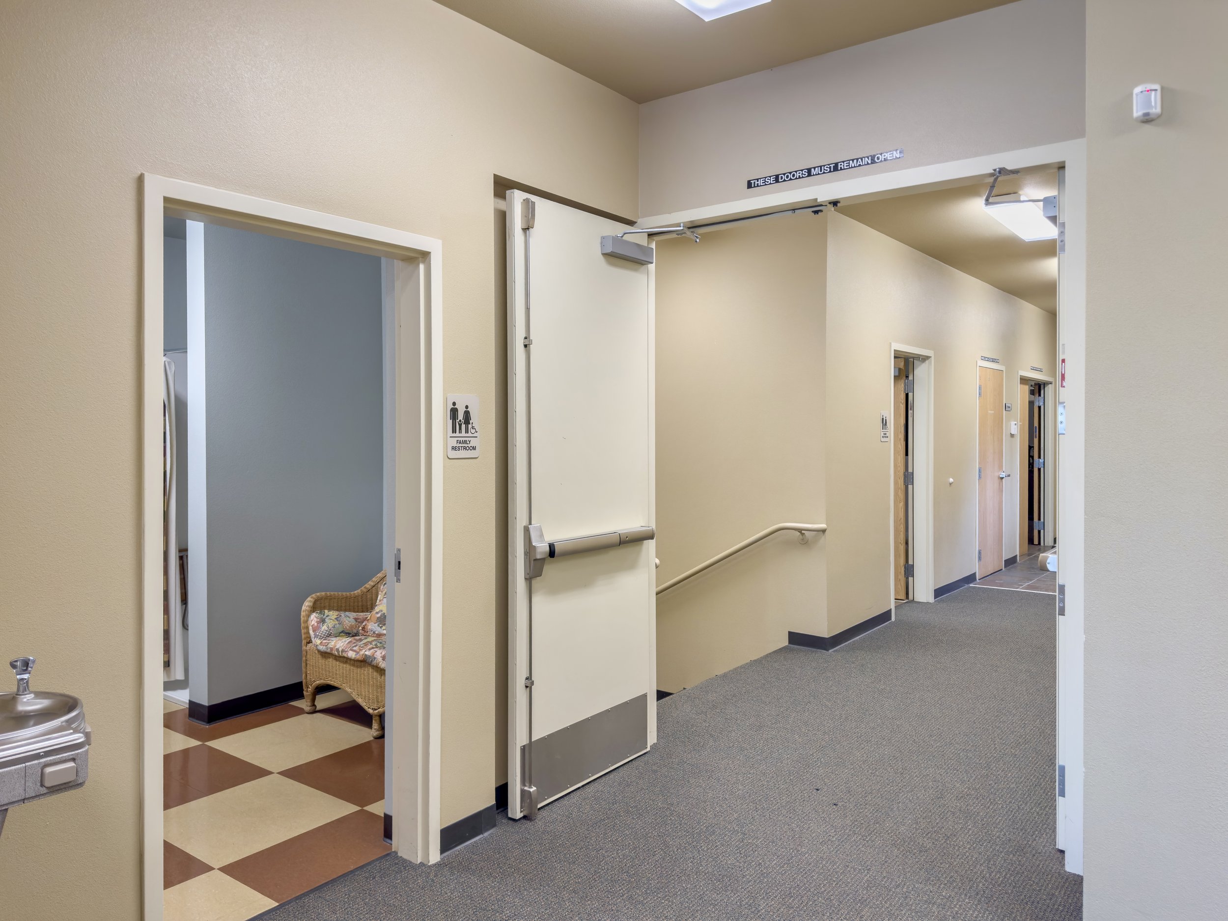 We have two family bathrooms that are wheelchair accessible